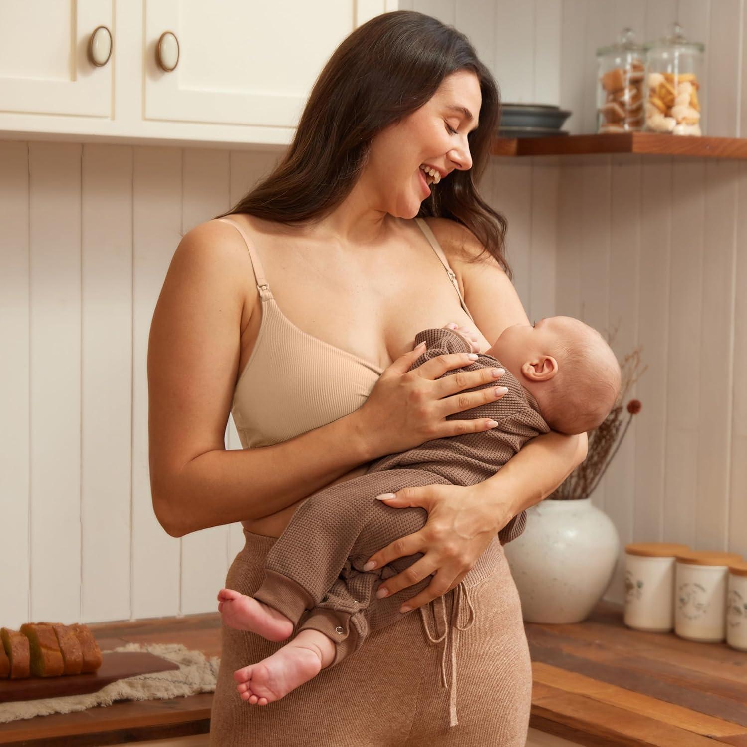 Sujetador de Lactancia CALVENA Sin Aros X-Large Beige