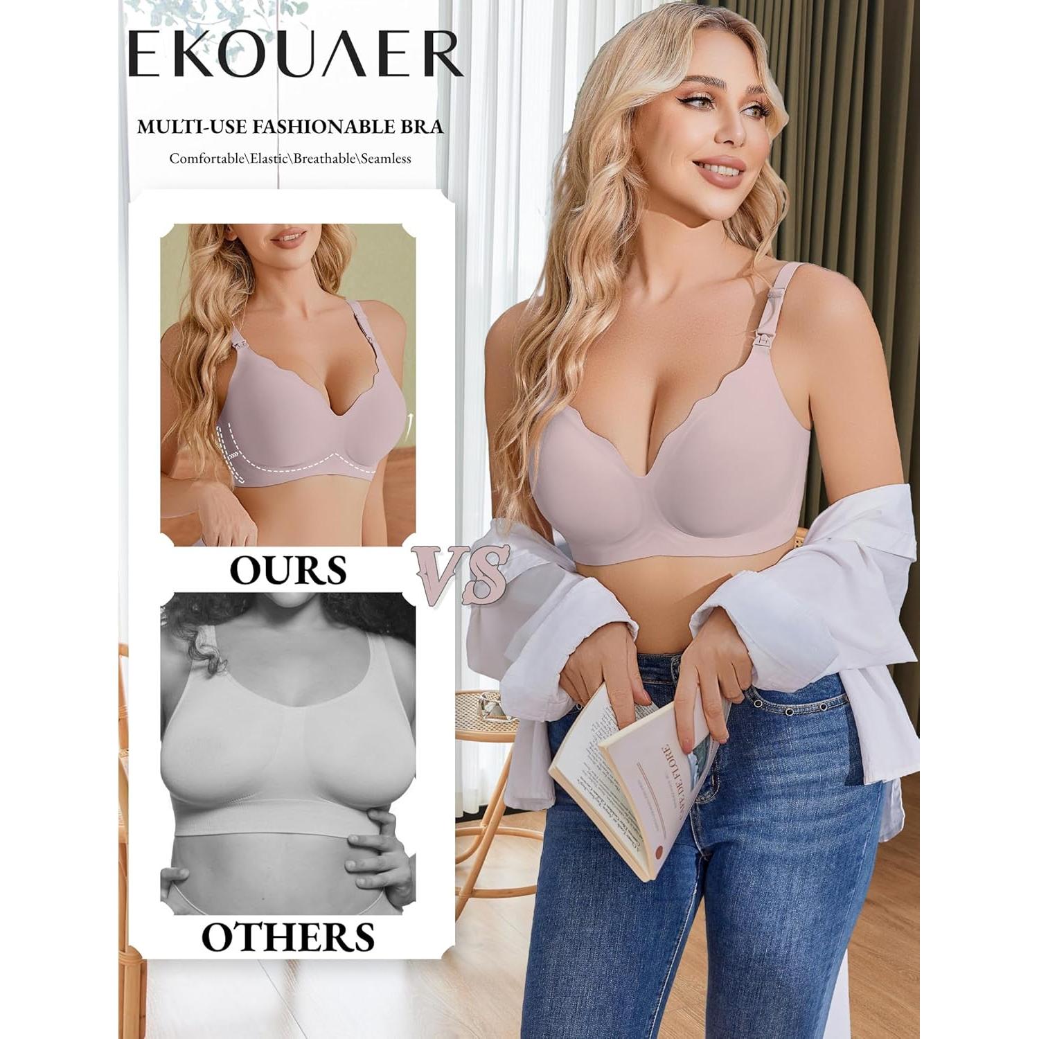 Sostén de Lactancia Ekouaer Rosa Sin Costuras para Mujeres M