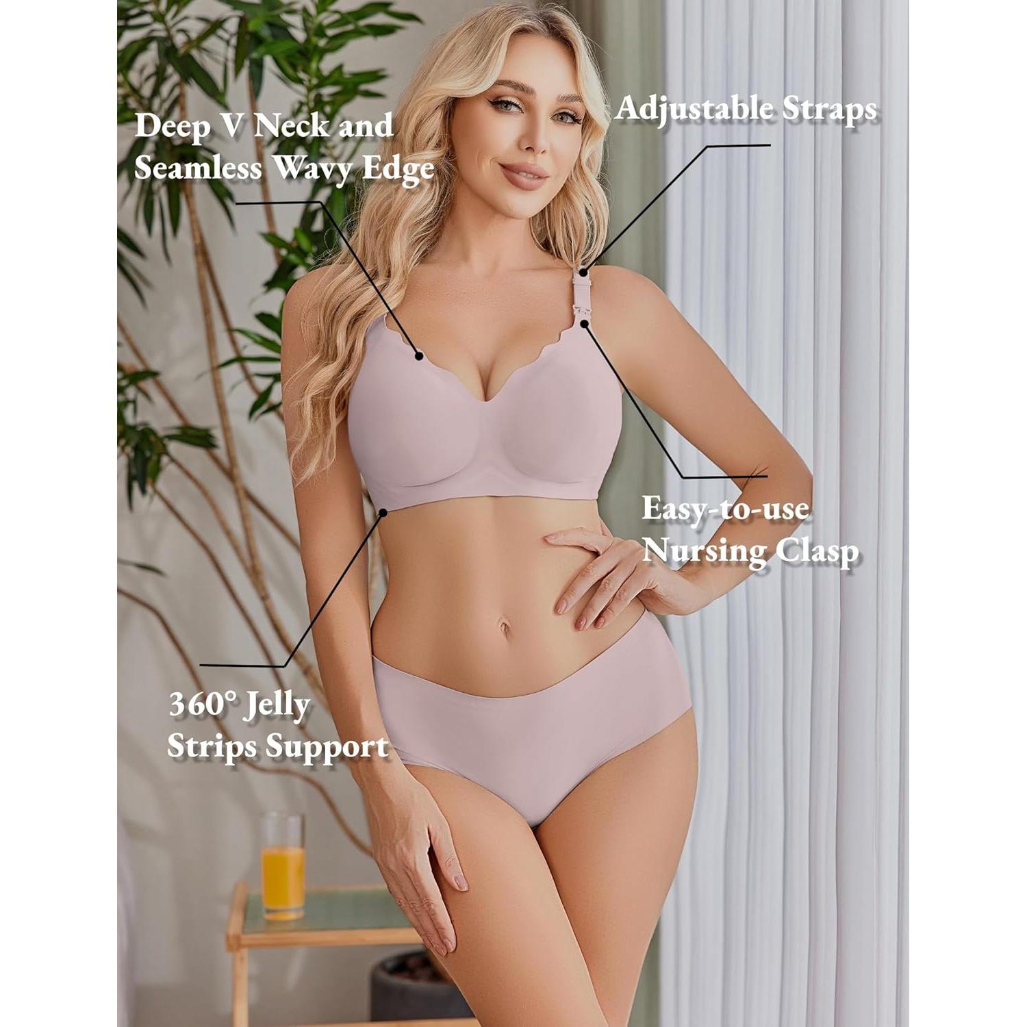 Sostén de Lactancia Ekouaer Rosa Sin Costuras para Mujeres M