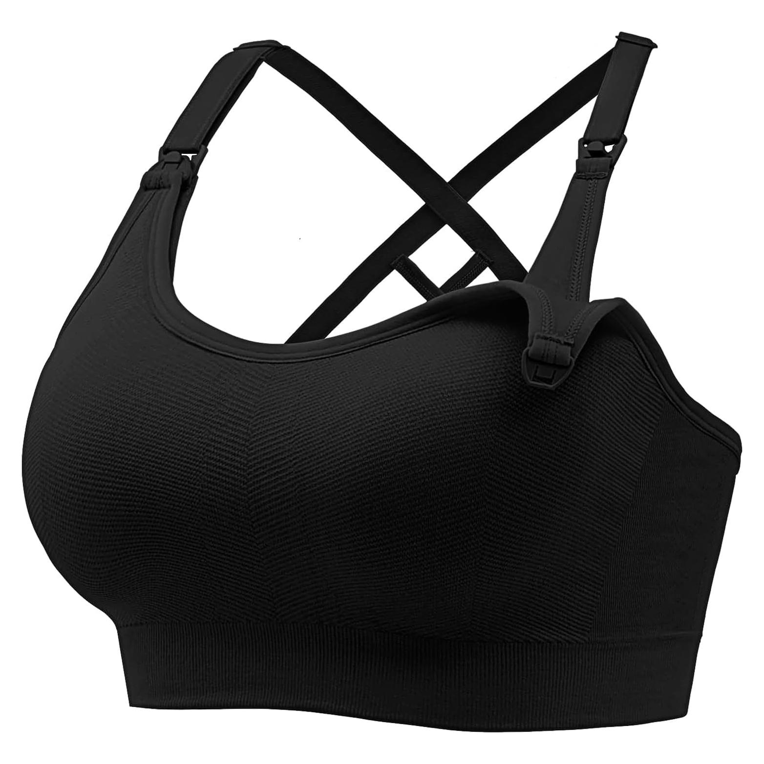 Sostén Deportivo de Lactancia Angelhood Grande Negro Sin Costuras