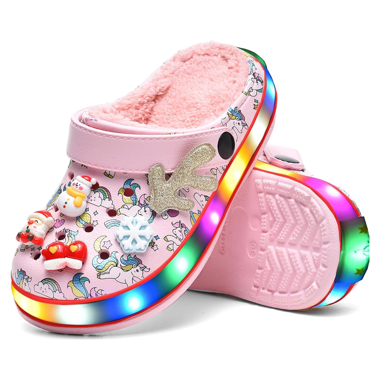 Zuecos LED Niños STAHOVY Talla 7 Rosa Antideslizantes