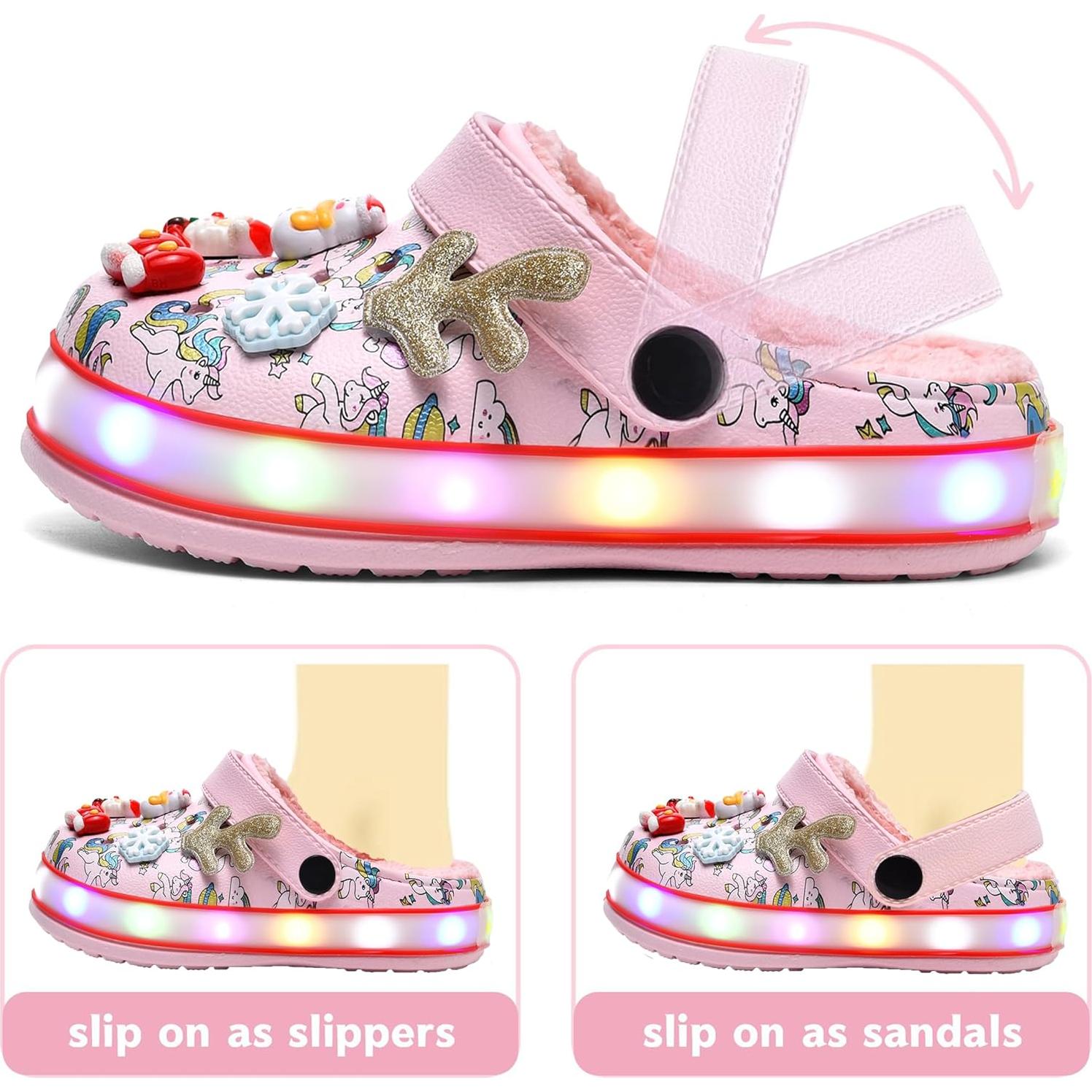 Zuecos LED Niños STAHOVY Talla 7 Rosa Antideslizantes