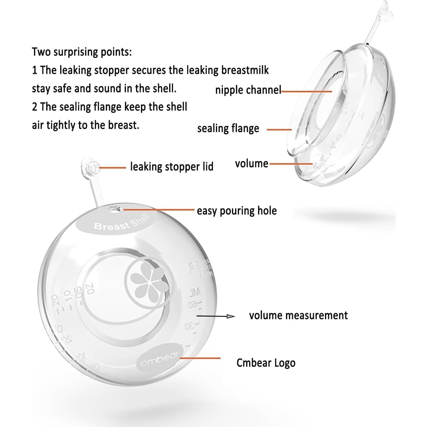 Conchas de Silicona CMBEAR para Lactancia 60ml - Almohadillas Suaves