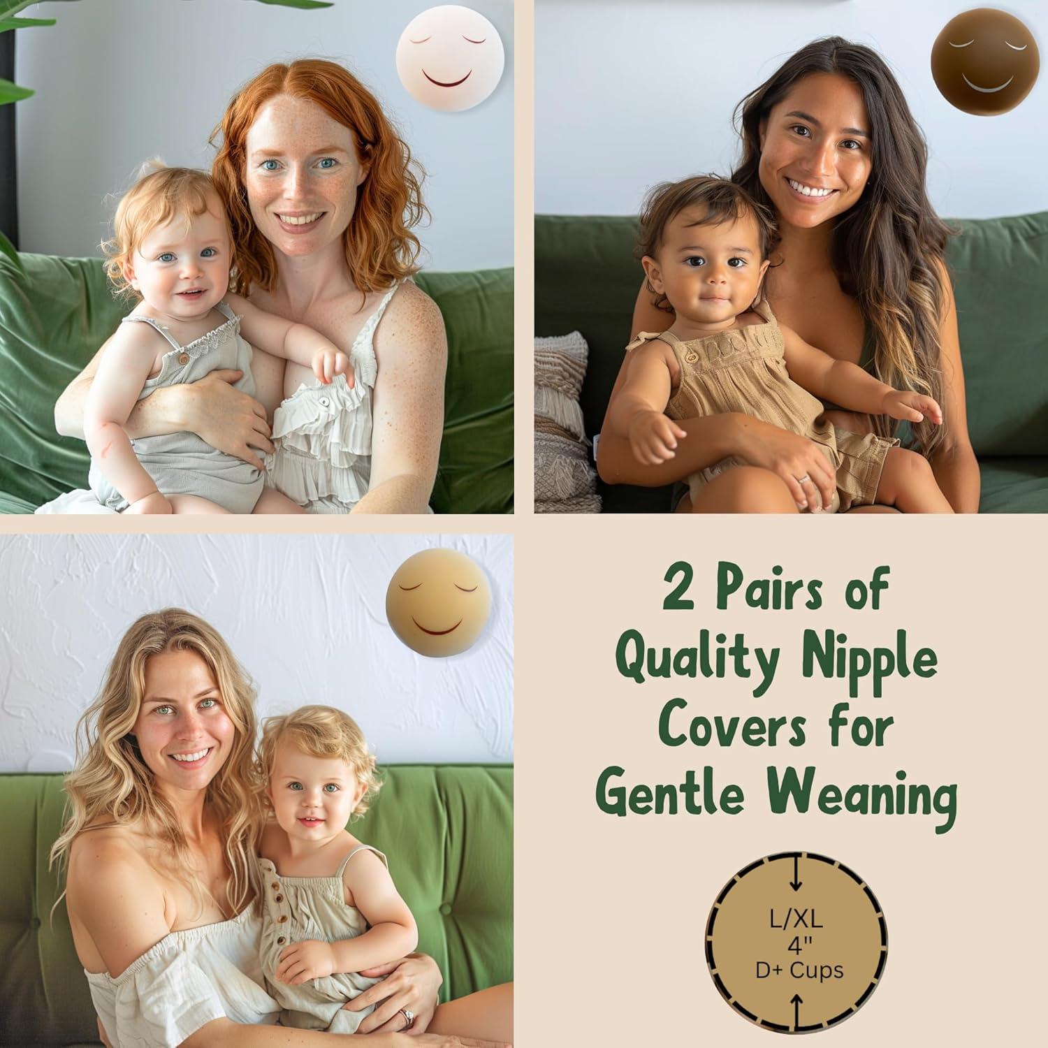 Cubiertas de pezón reutilizables Feliz Wean - 10.16 cm