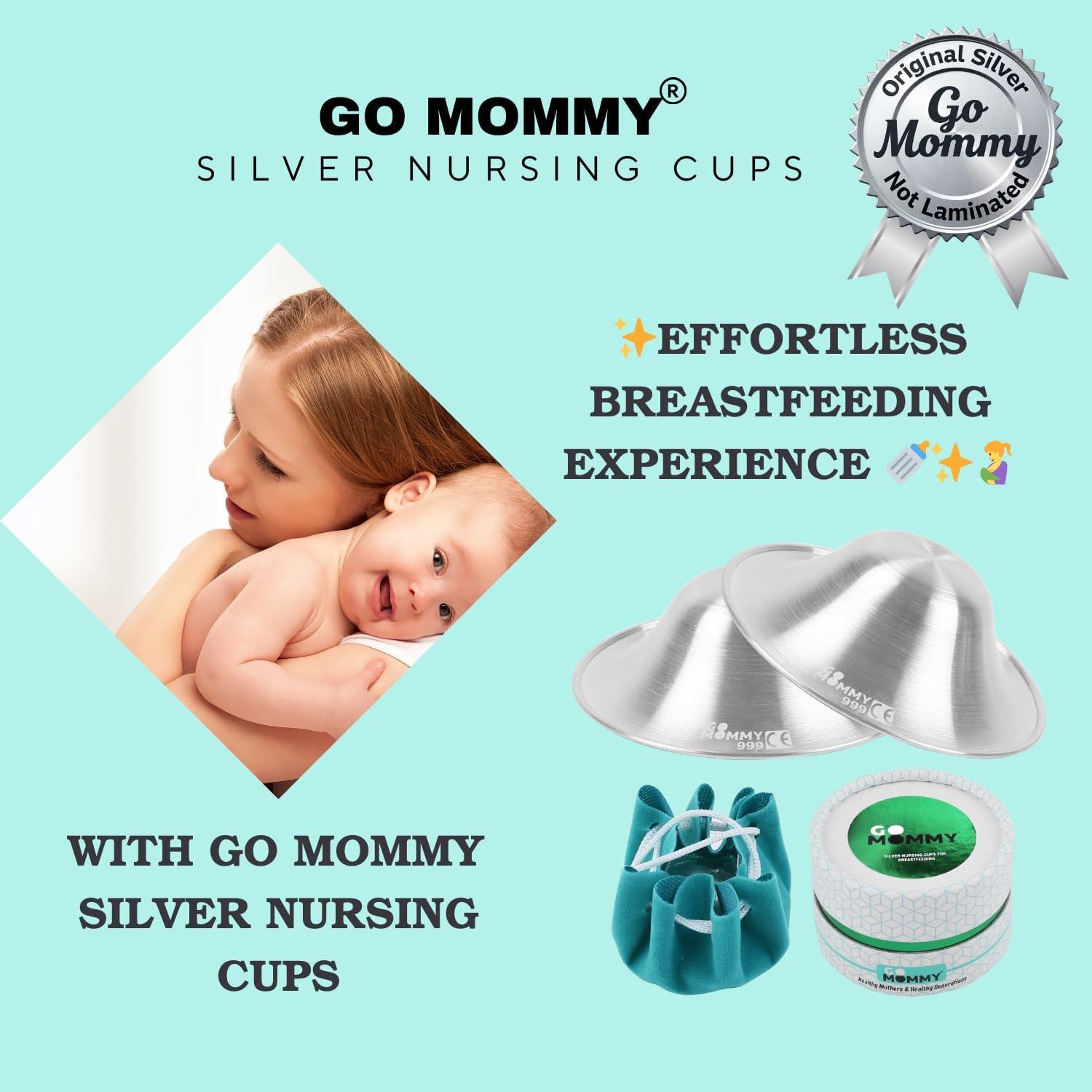 Copas de Lactancia de Plata Pura 999 Go Mommy - Alivio Pezones