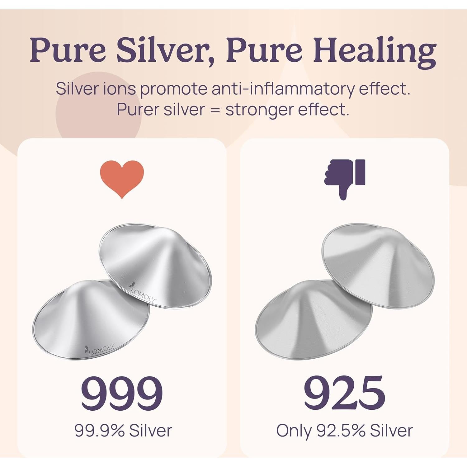 Copas de lactancia de plata 999 con extractor manos libres