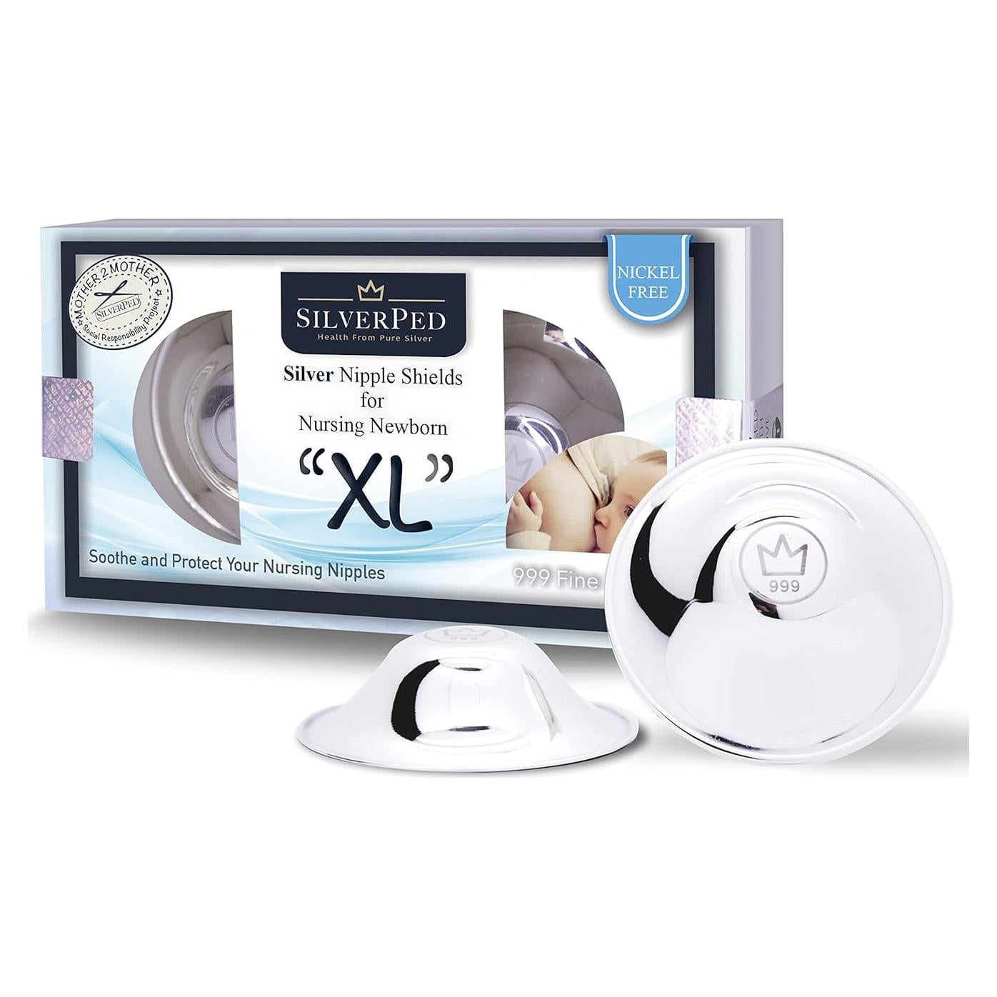 Escudos de Pezón de PlataPed 100% Plata Pura XL - Alivio Lactancia