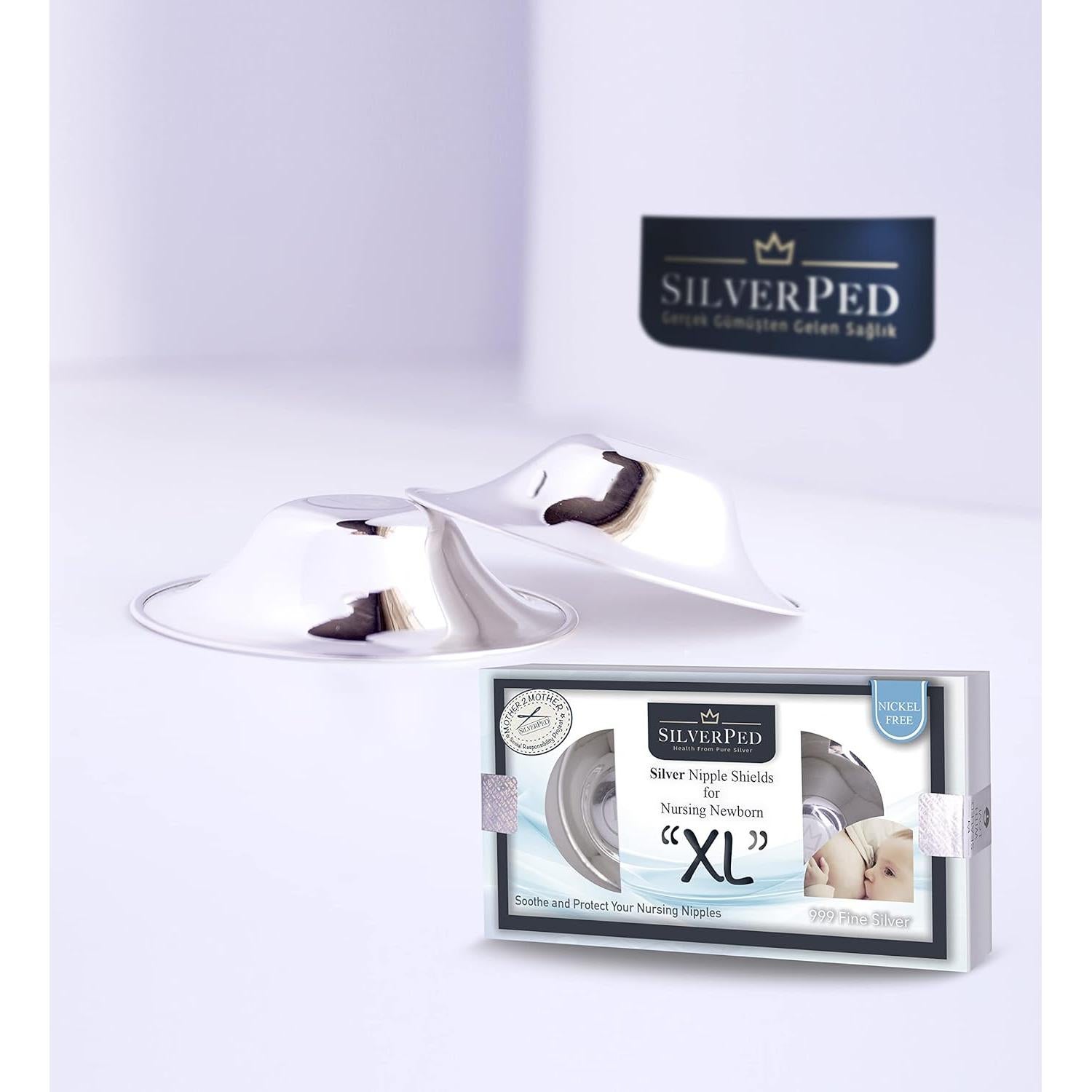 Escudos de Pezón de PlataPed 100% Plata Pura XL - Alivio Lactancia