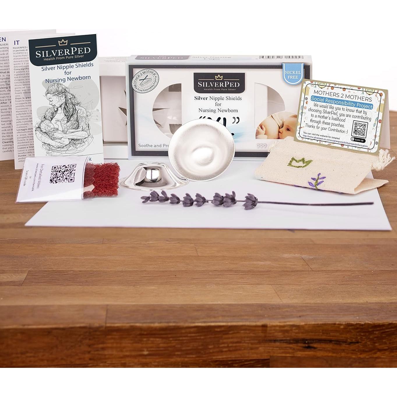 Escudos de Pezón de PlataPed 100% Plata Pura XL - Alivio Lactancia