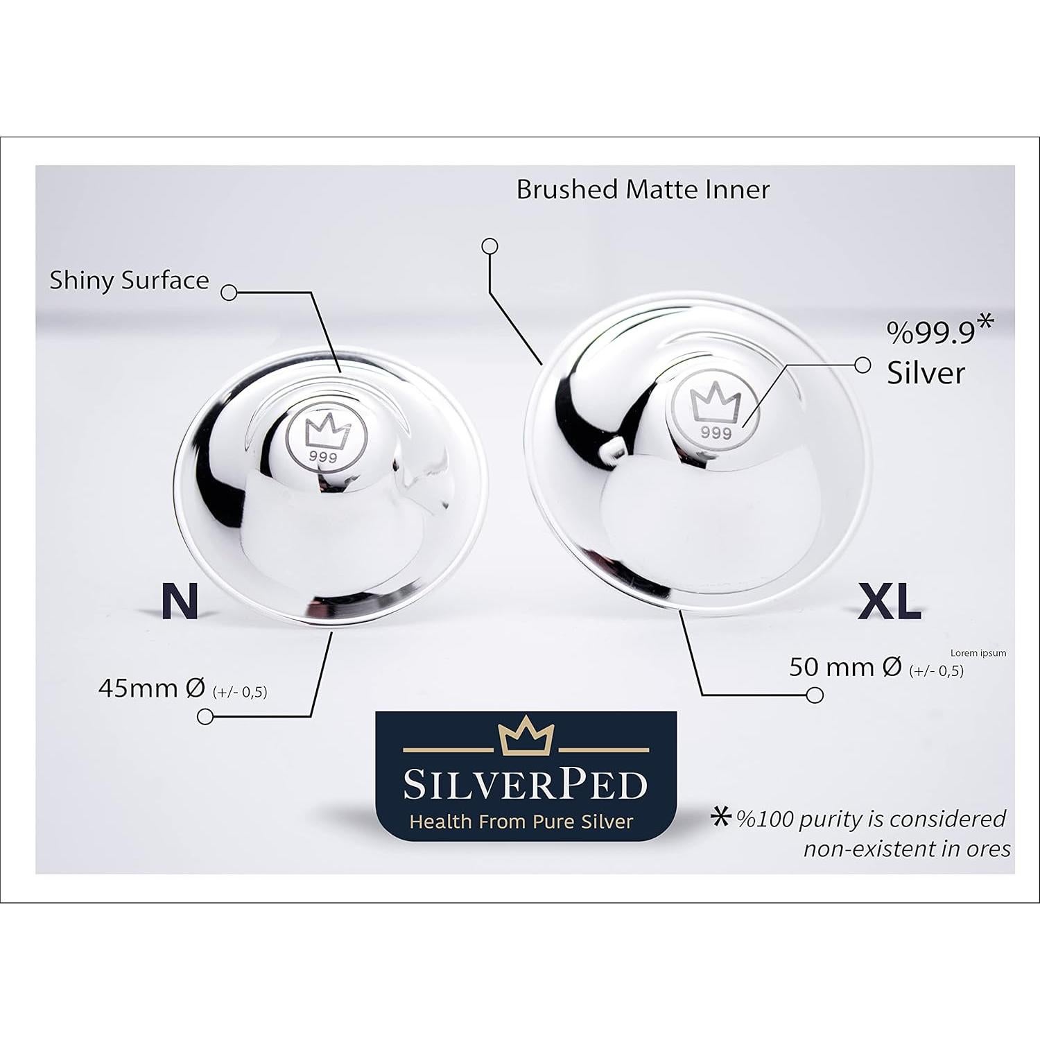 Escudos de Pezón de PlataPed 100% Plata Pura XL - Alivio Lactancia