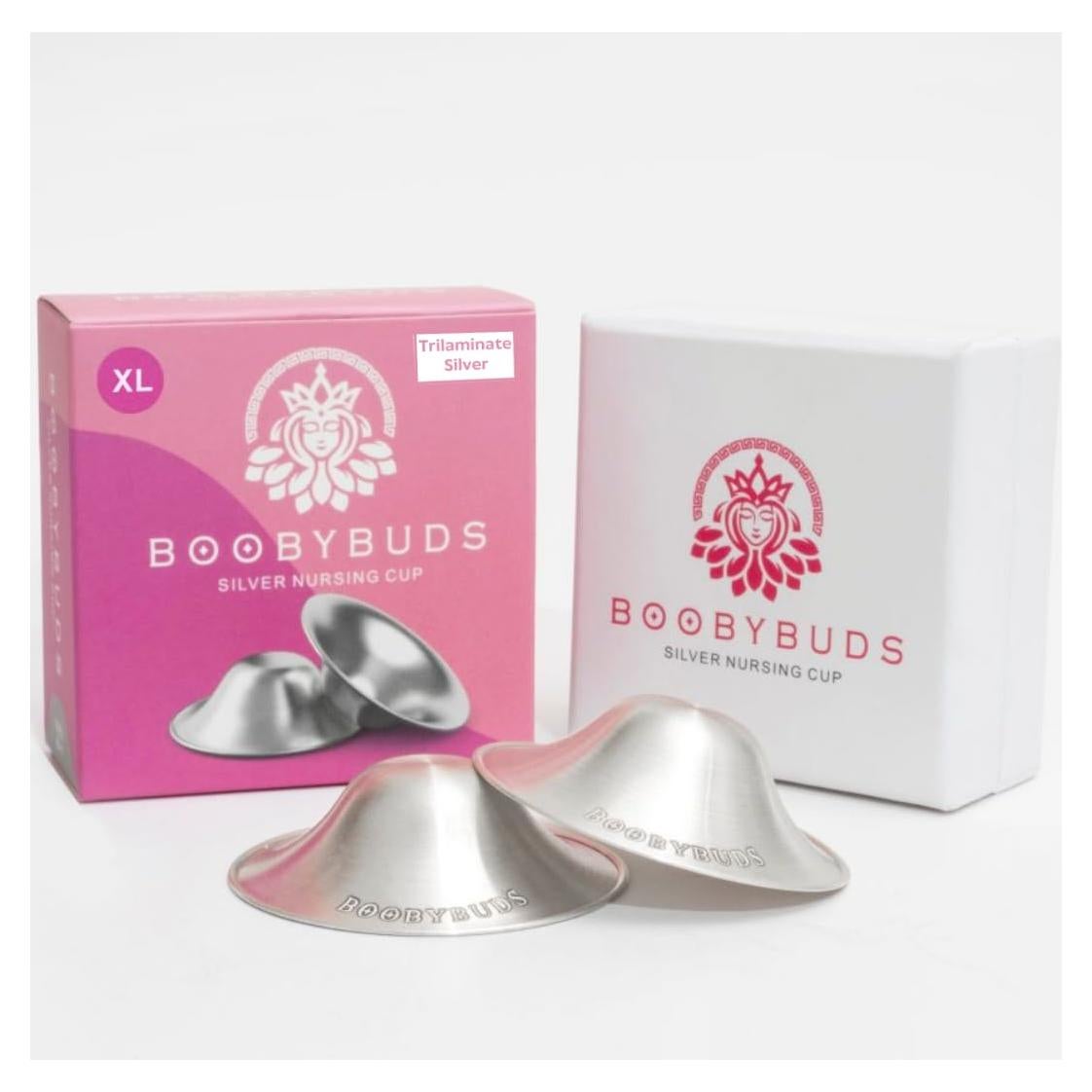 Copas de Lactancia BoobyBuds de Plata 999 - Protectores XL