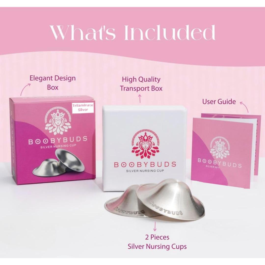 Copas de Lactancia BoobyBuds de Plata 999 - Protectores XL
