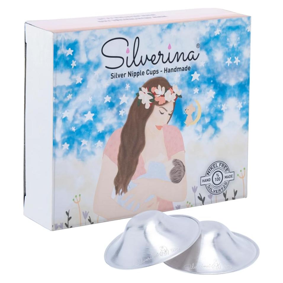 Juego de 2 Tapas de Lactancia Silverina 925, Protector de Pezones