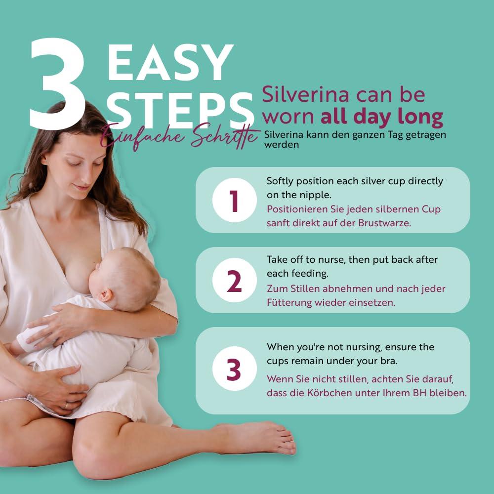 Juego de 2 Tapas de Lactancia Silverina 925, Protector de Pezones