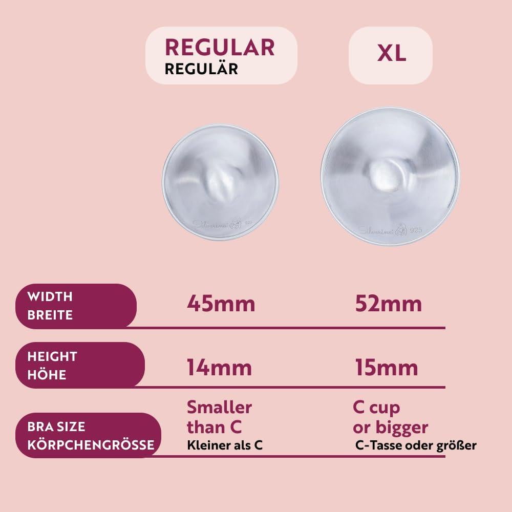 Juego de 2 Tapas de Lactancia Silverina 925, Protector de Pezones