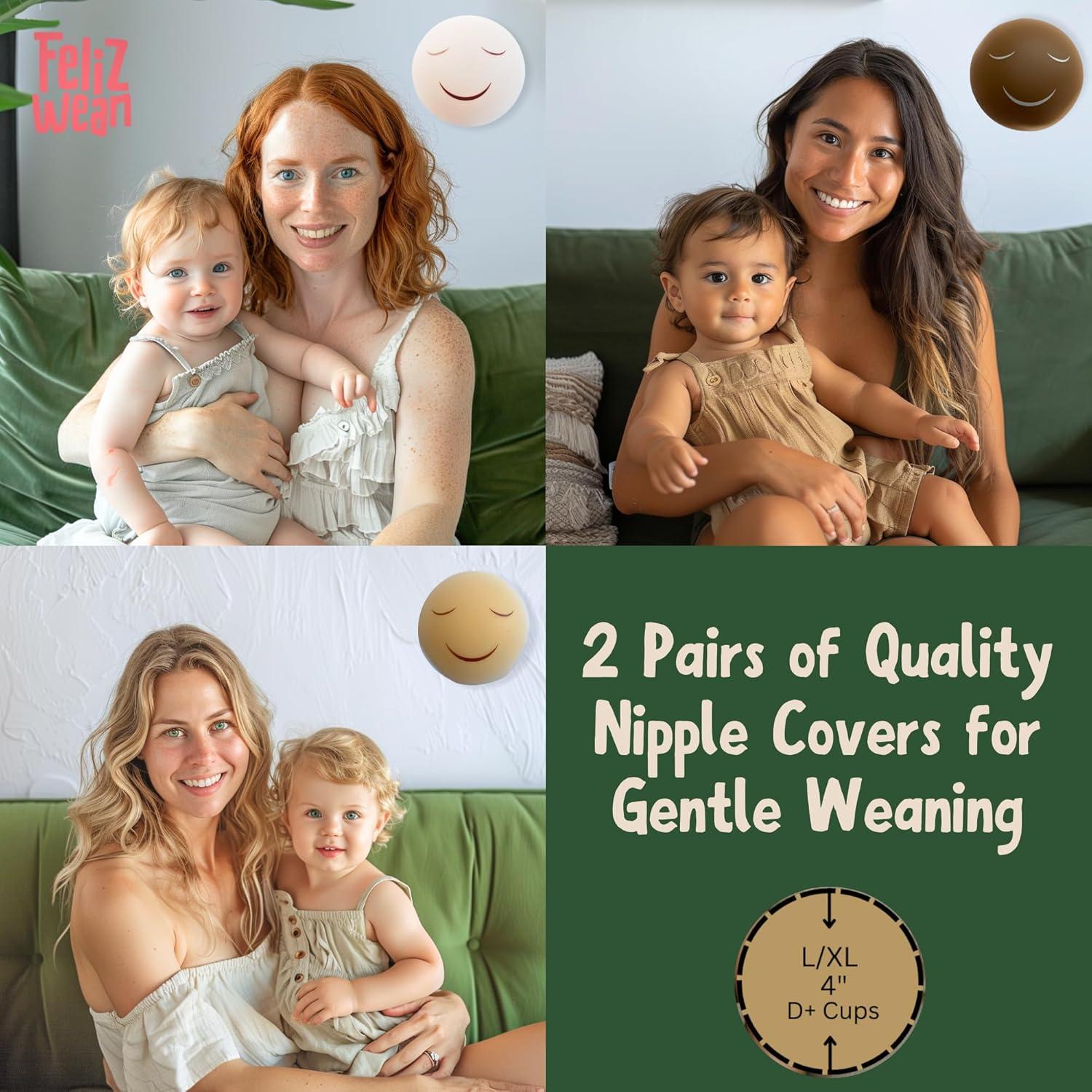 Cubiertas de pezón de silicona Feliz Wean - 2 pares Nude