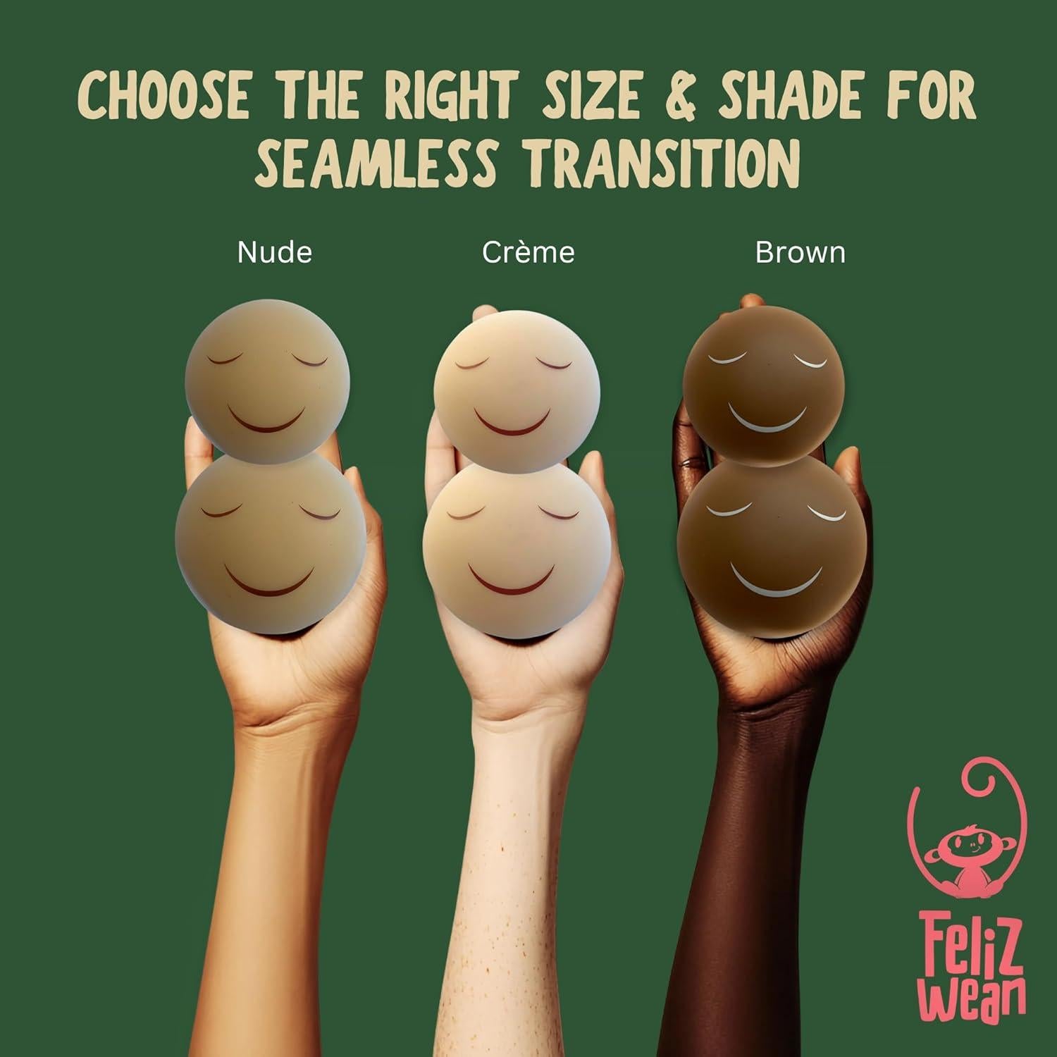 Cubiertas de pezón de silicona Feliz Wean - 2 pares Nude