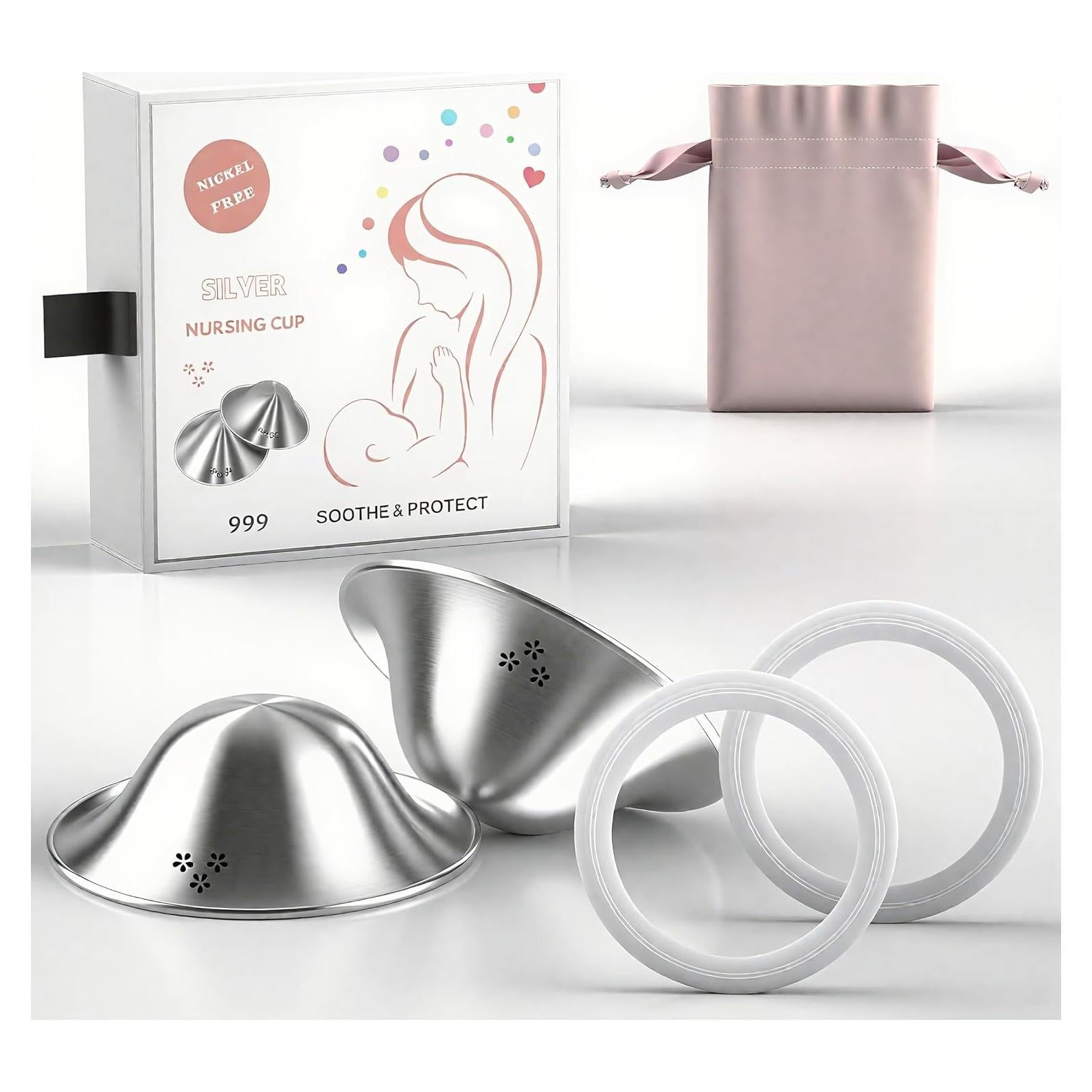 Tazas de enfermería de plata 999 para mamás lactantes X-Large