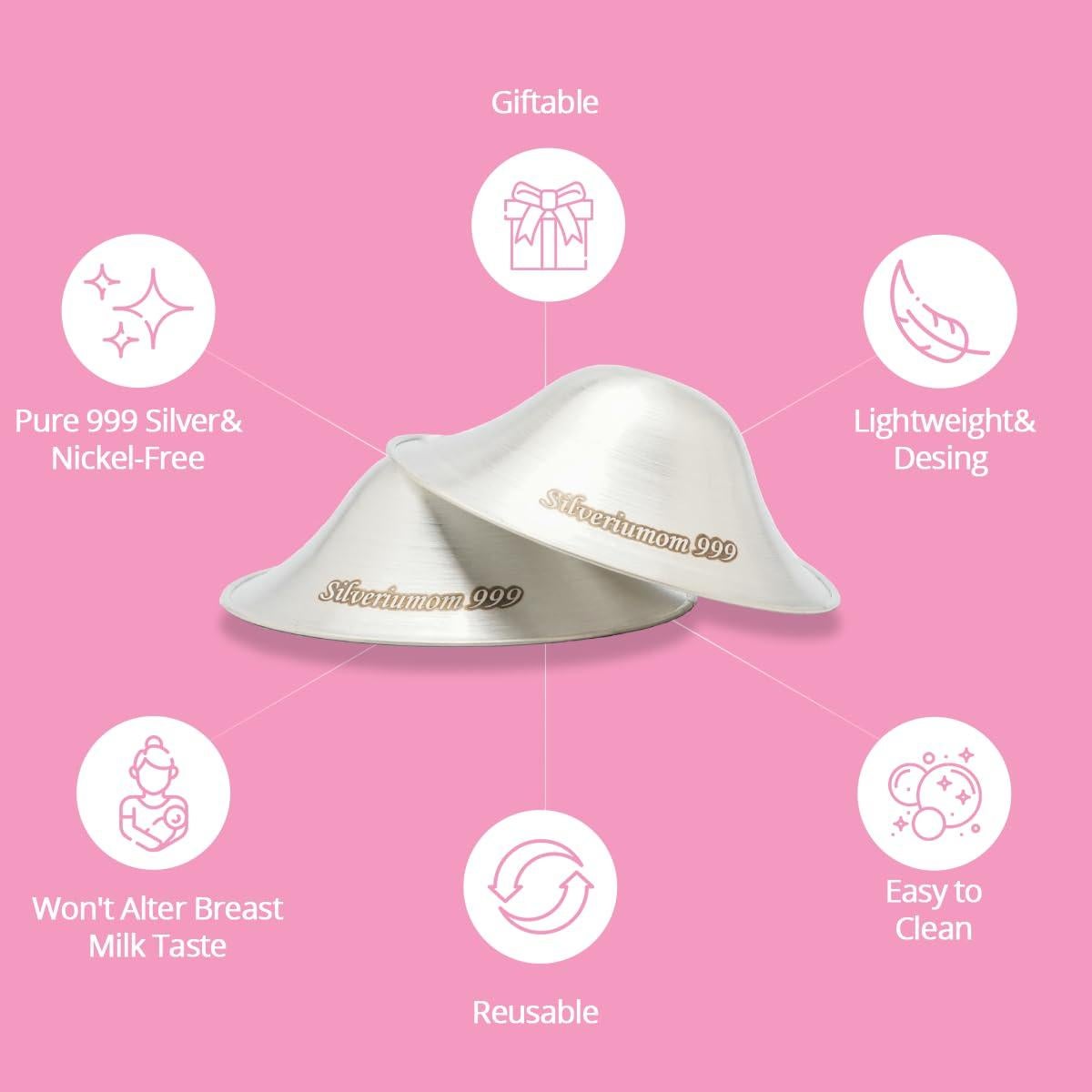 Copas de Lactancia Silveriumom XL - 100% Plata Pura 999