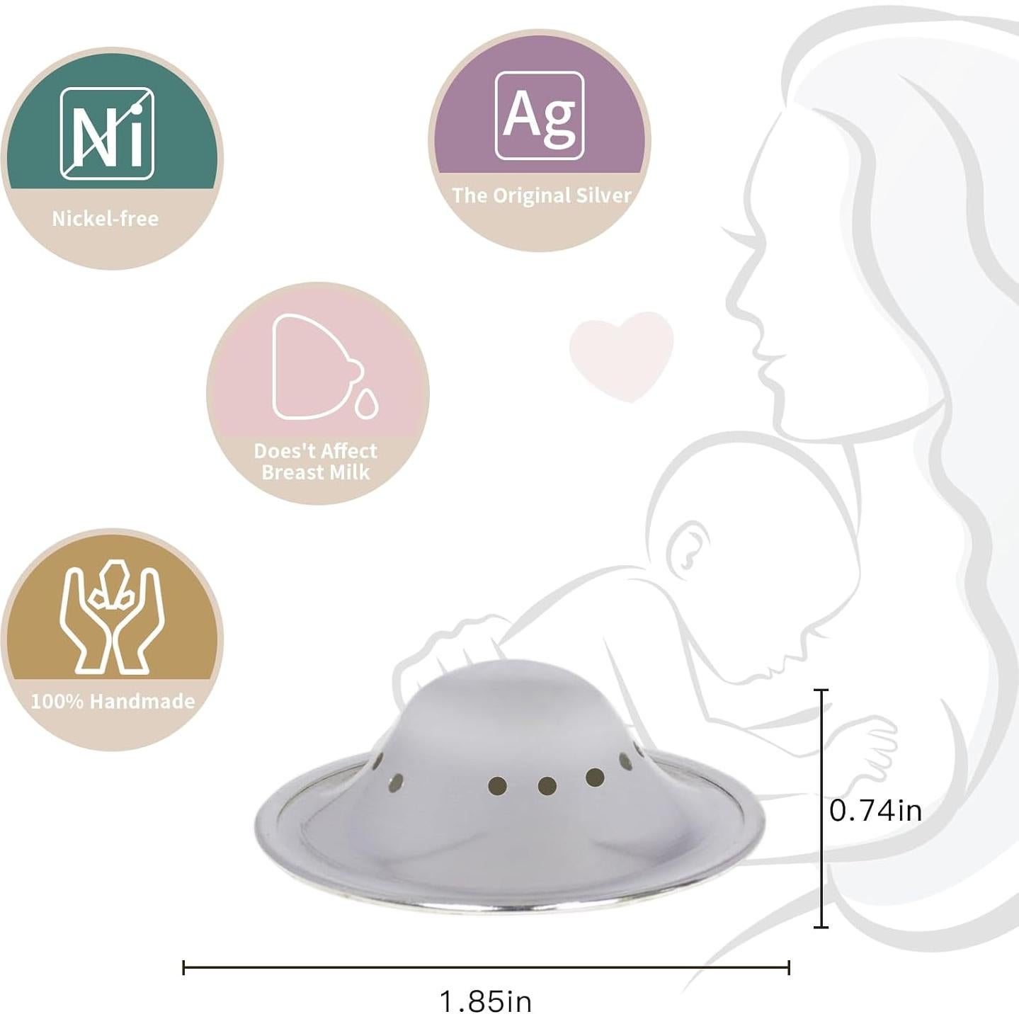 Copas de Lactancia de Plata 999 Transpirables para Mamás