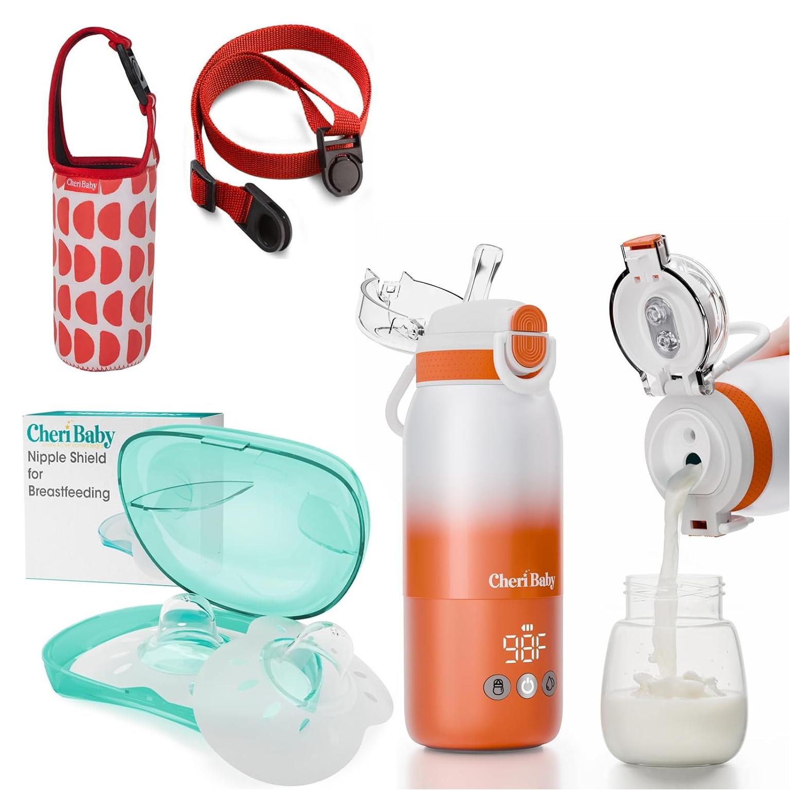 Escudo de pezón CheriBaby + Calentador de biberones portátil