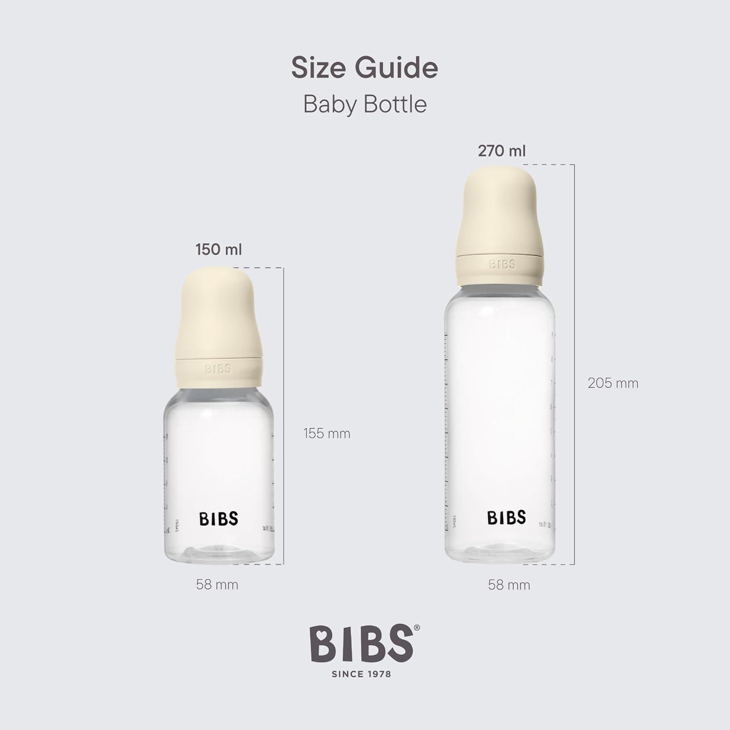 Biberón Anticólico BIBS 270 ml Silicona Libre BPA Marfil