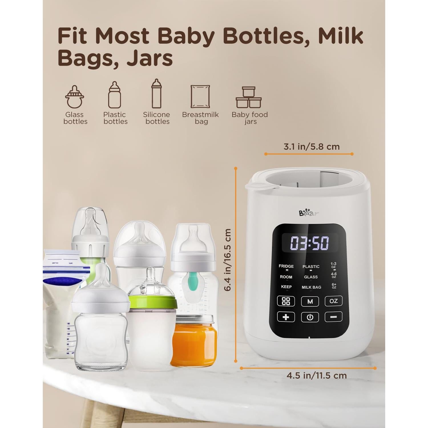 Calentador de Biberones Bear 8 en 1 con Control de Temperatura