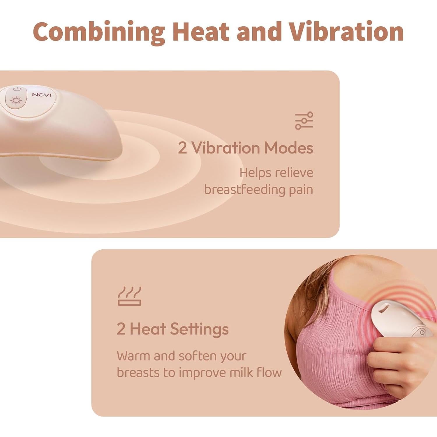 Masajeador de Lactancia NCVI 2-en-1 con Calor y Vibración