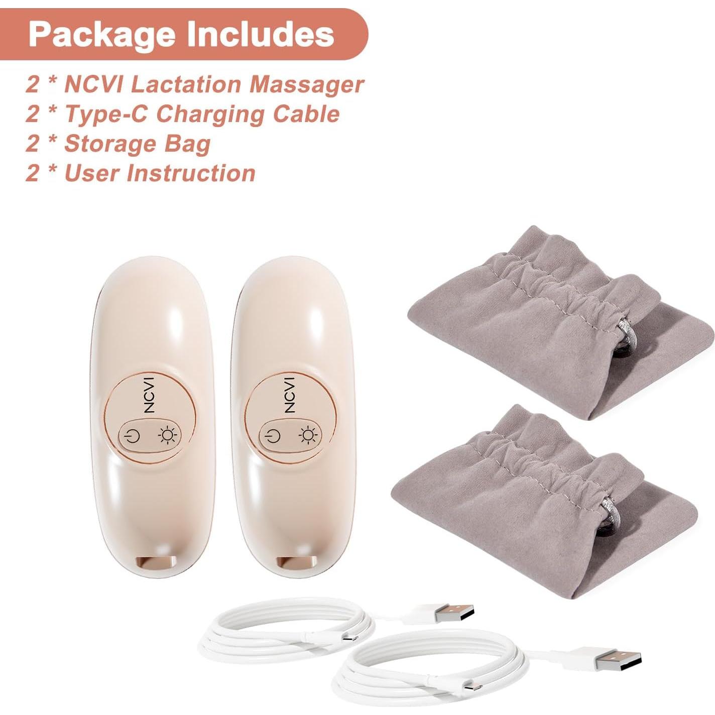 Masajeador de Lactancia NCVI 2-en-1 con Calor y Vibración