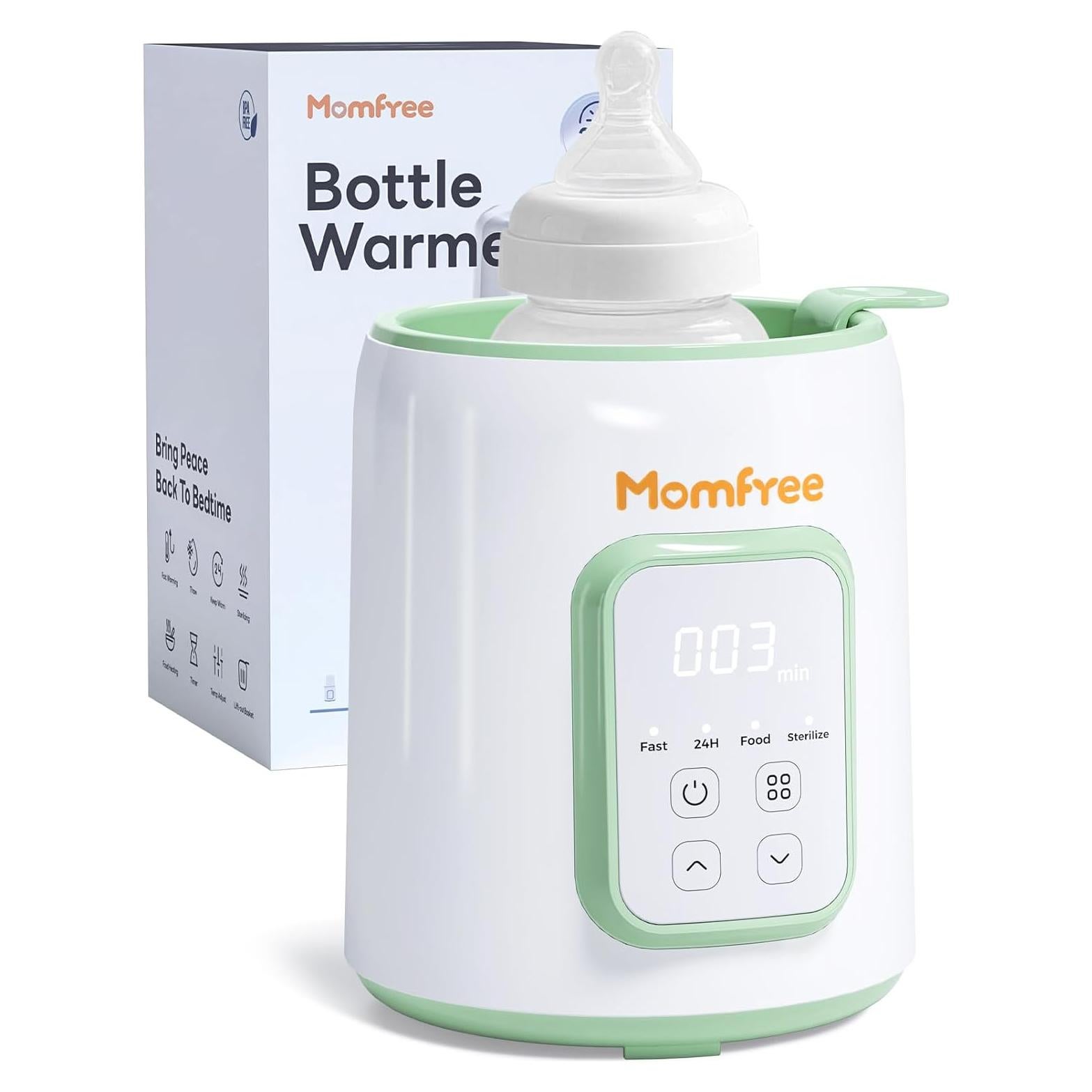 Calentador de Biberones Momfree 8 en 1 Verde - Rápido y Seguro