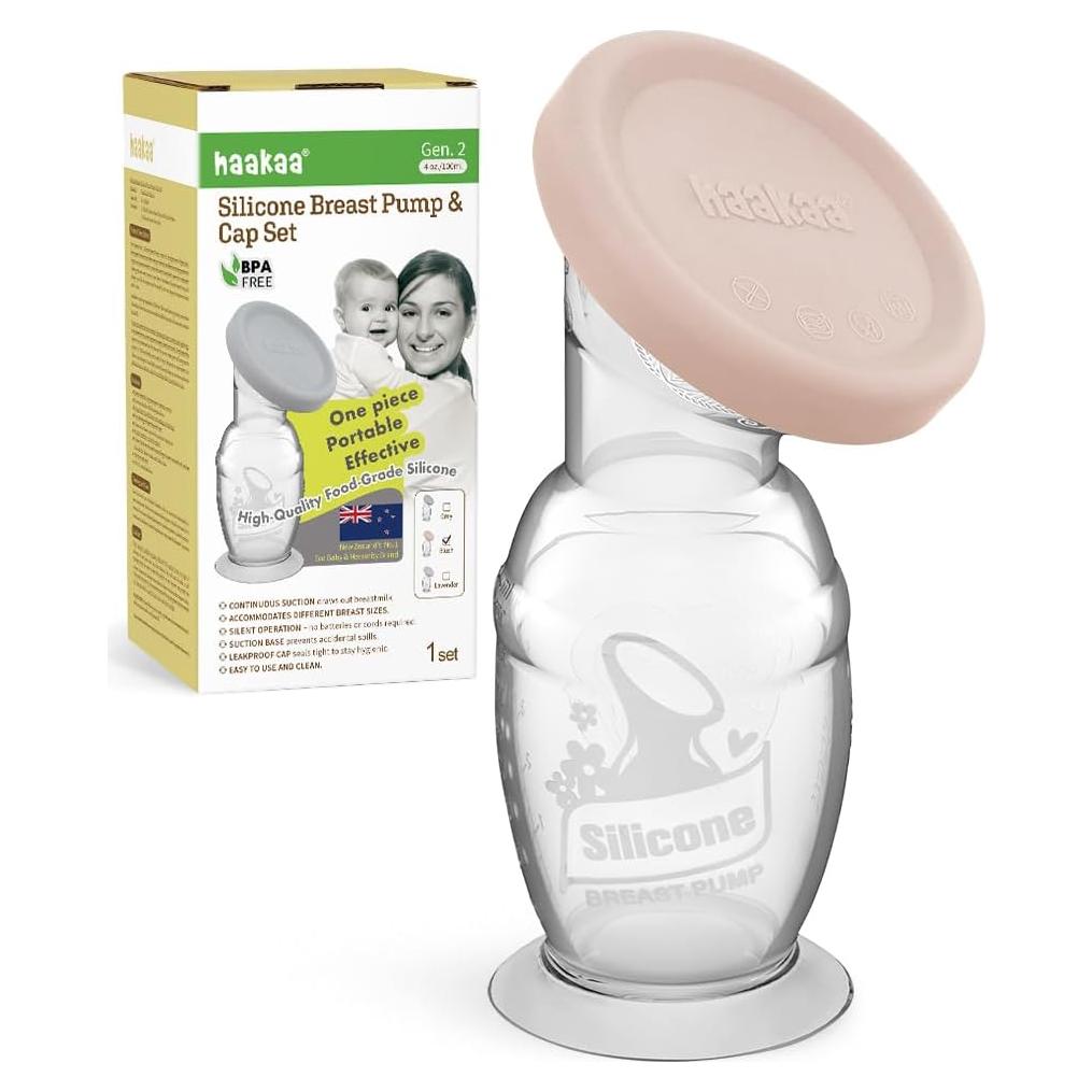 Bomba de Pecho Manual Haakaa 118ml Rosa con Tapa de Silicona