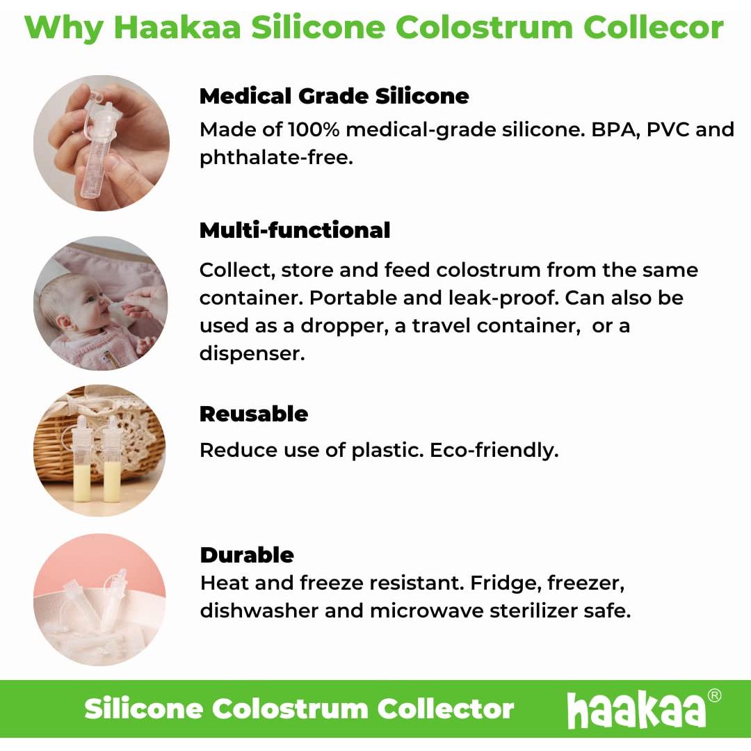 Conjunto recolector calostro silicona Haakaa 6 unidades 4 ml