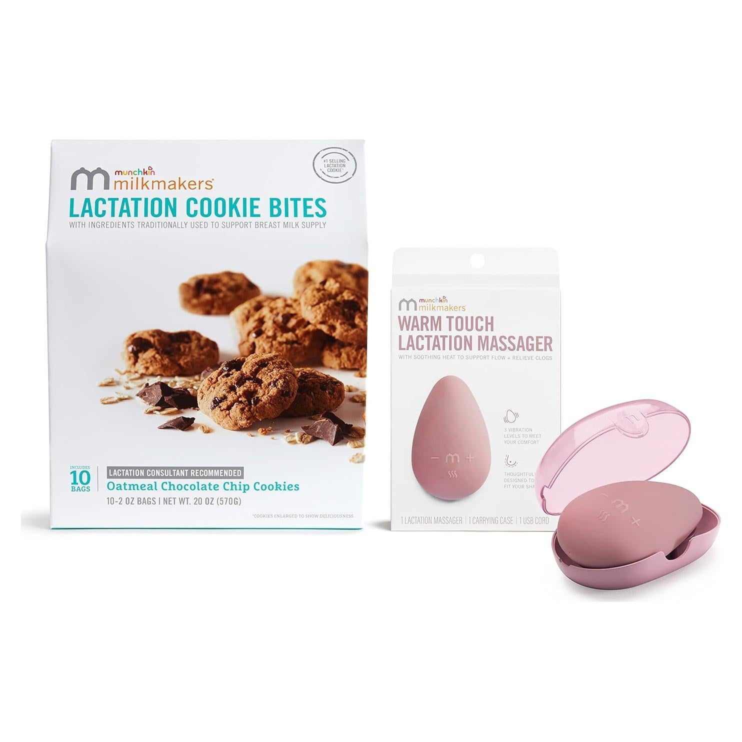 Galletas de Lactancia Munchkin 10pk Avena Chocolate + Masajeador