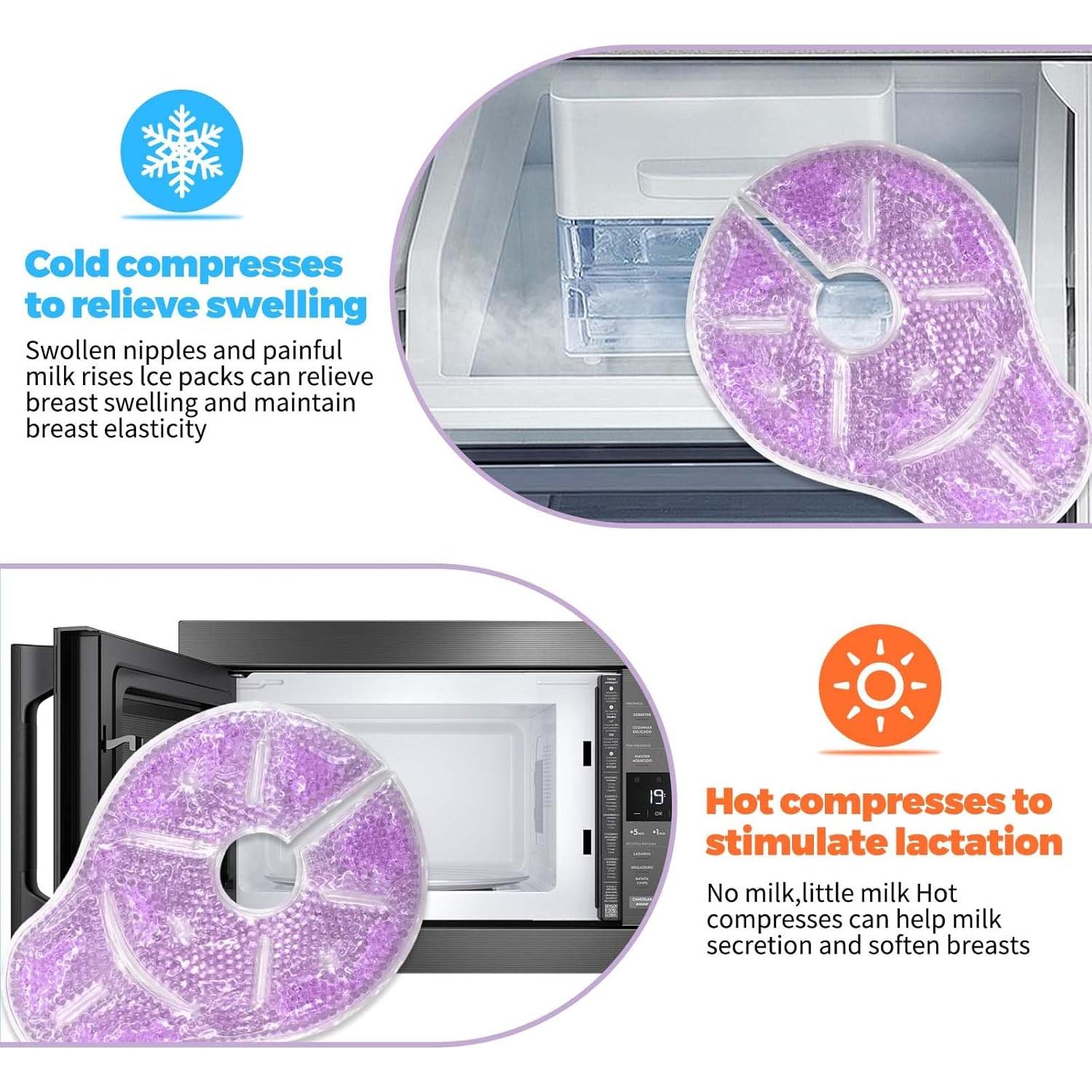 Paquete de Hielo Terapia Senos Ruheaou 2 Piezas Morado Grande