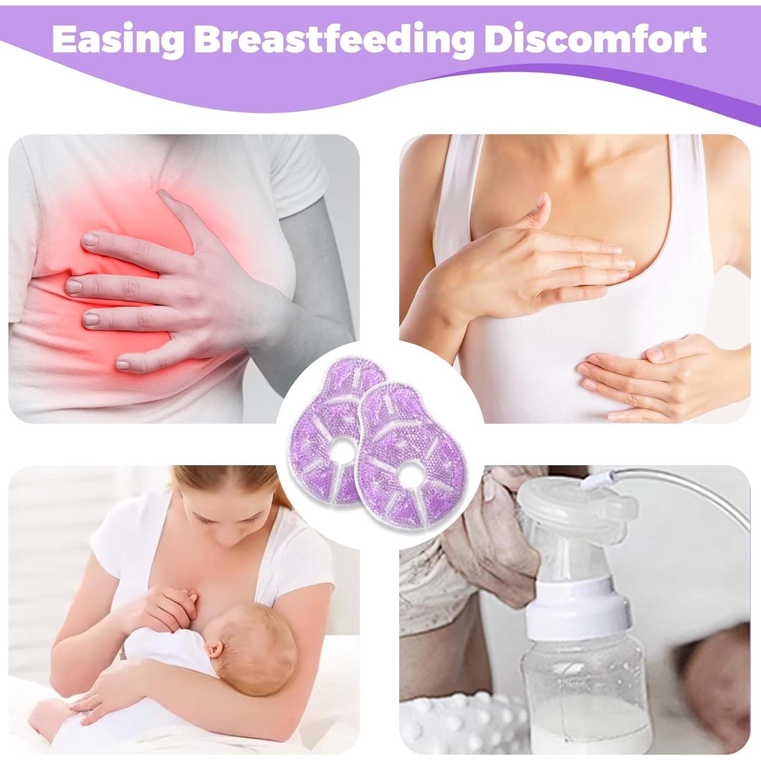 Paquete de Hielo Terapia Senos Ruheaou 2 Piezas Morado Grande