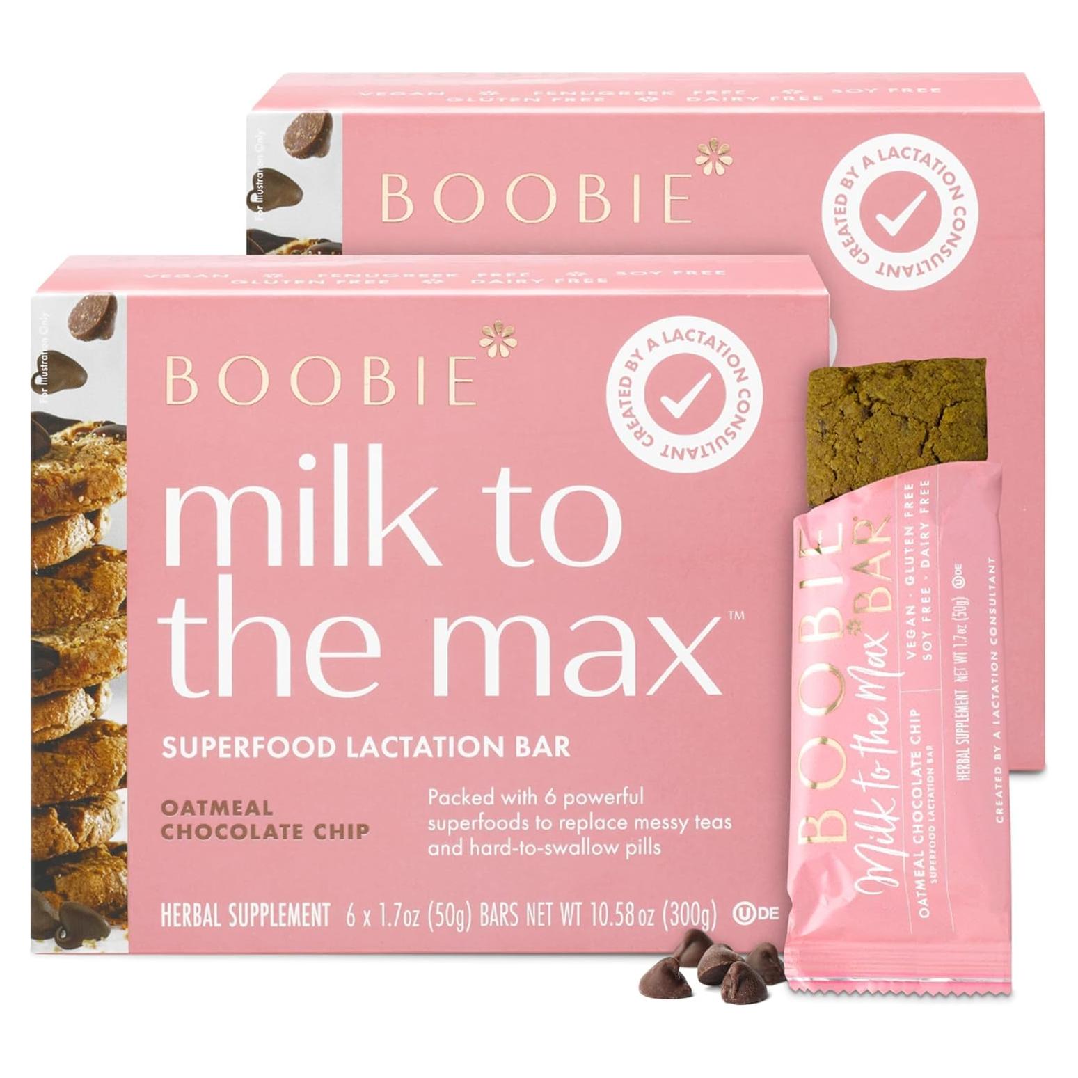 Barra de Lactancia Boobie Avena con Chispas de Chocolate 12 Unidades