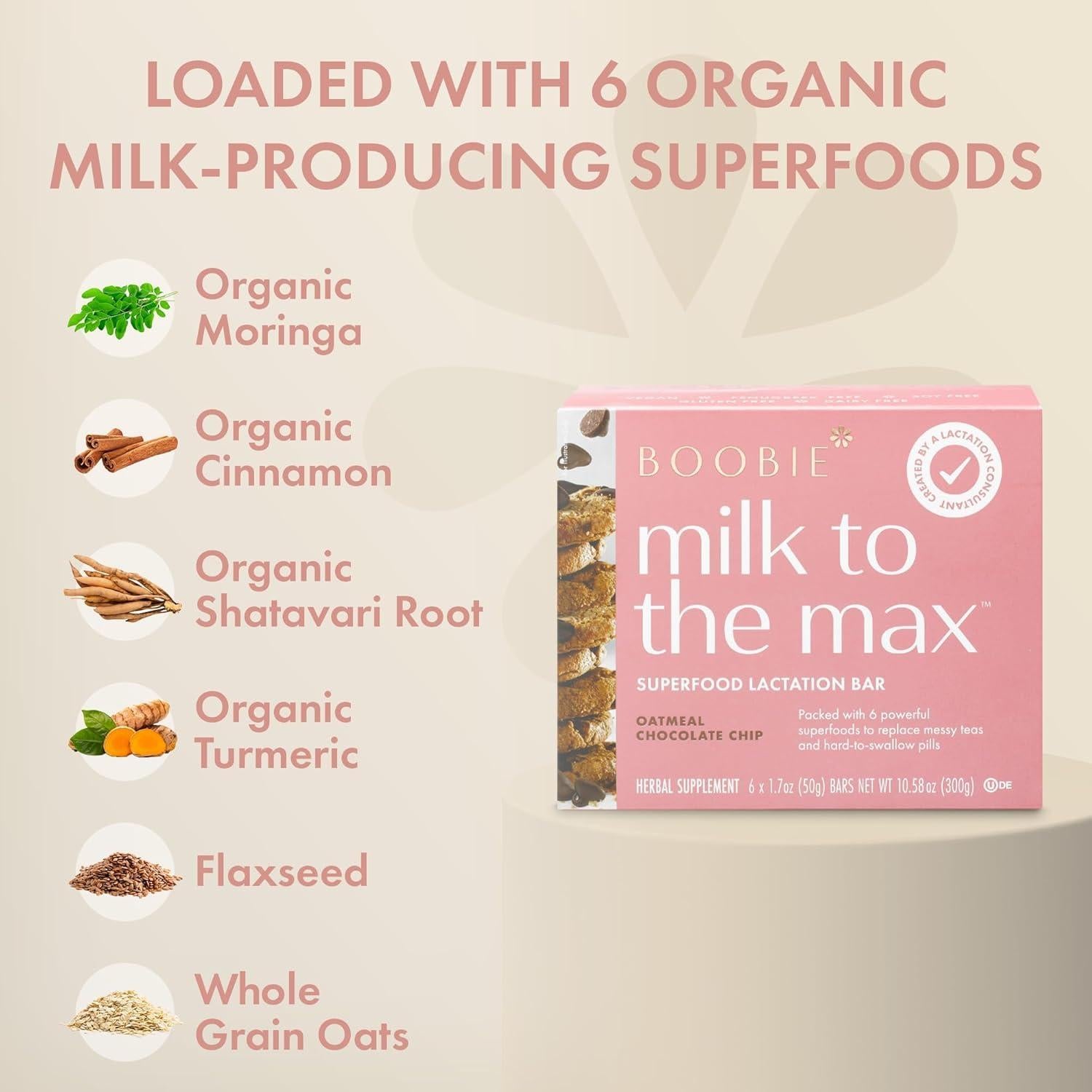 Barra de Lactancia Boobie Avena con Chispas de Chocolate 12 Unidades