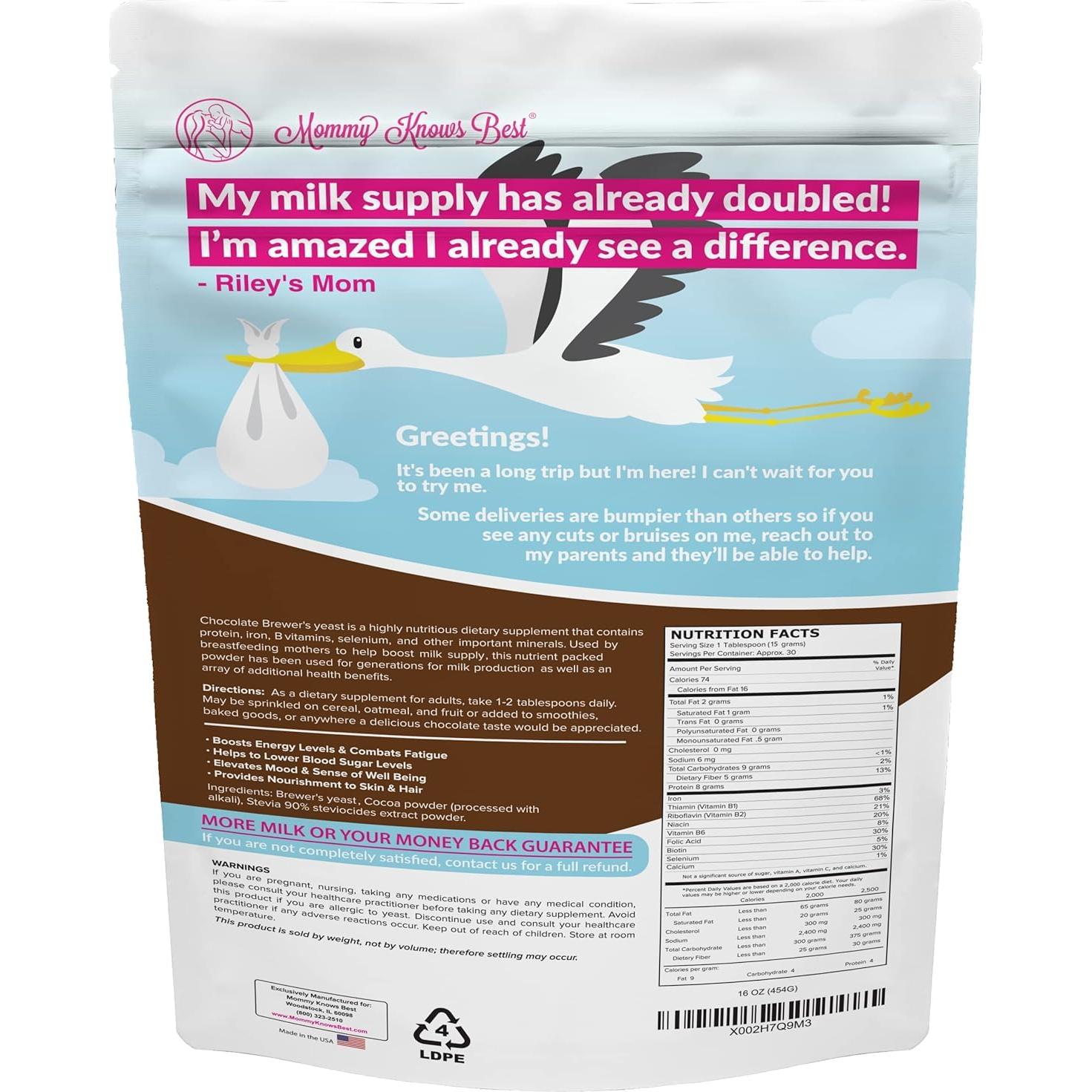 Polvo de Levadura de Cerveza Mommy Knows Best 453g - Suplemento Lactancia