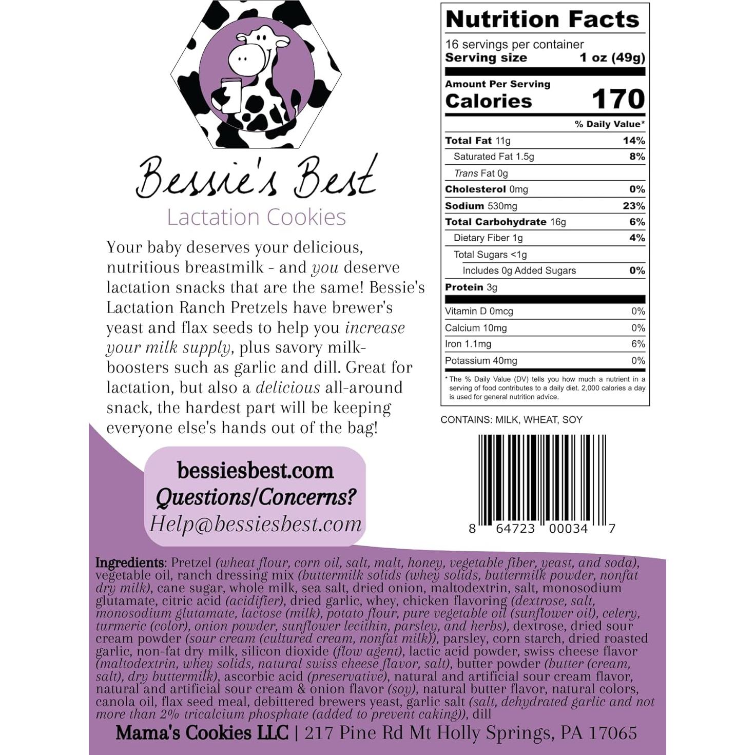 Pretzels de Lactancia Bessie Sabor Ranch 0.45 kg