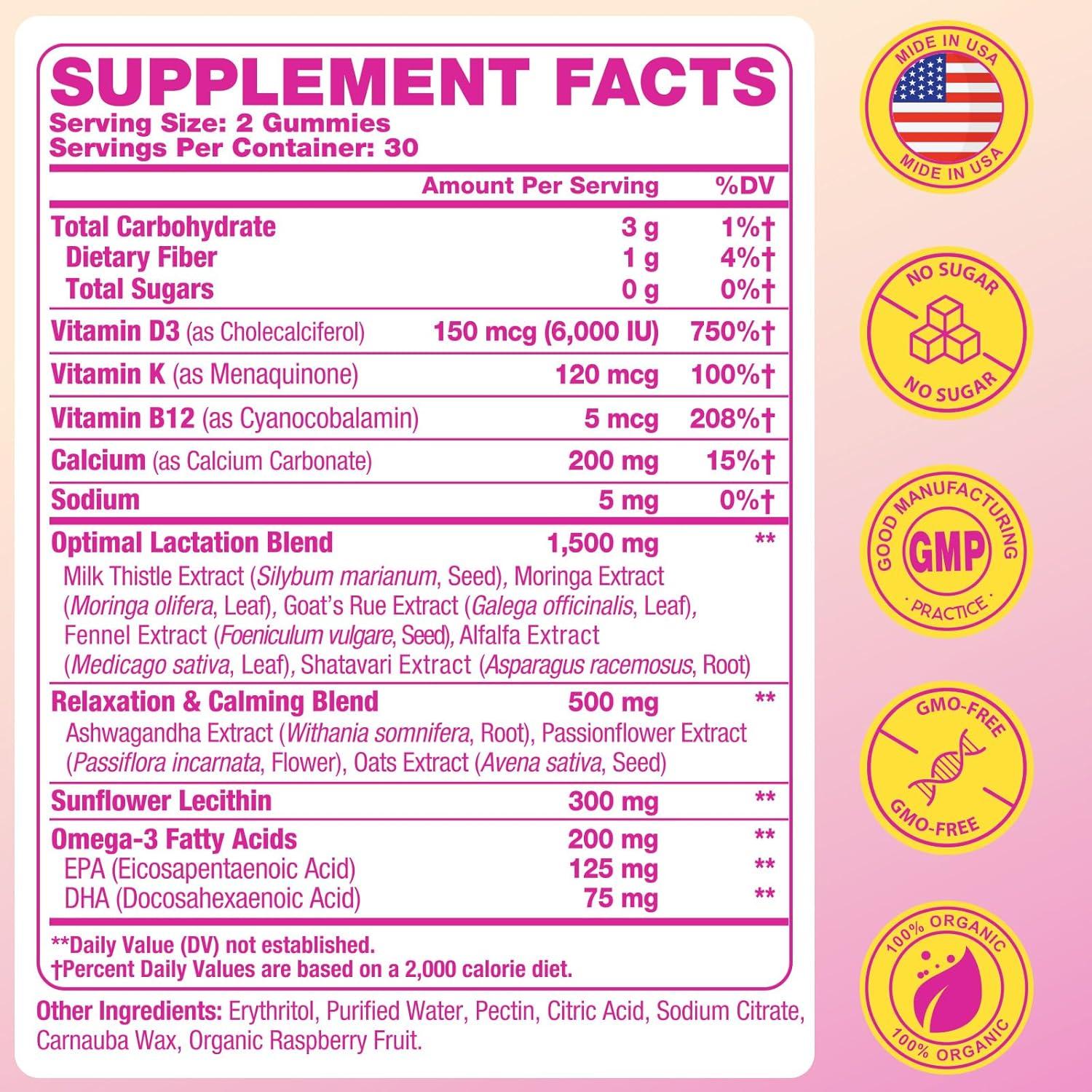 Gominolas de Lactancia YEKBYOE 60 Unidades Sin Azúcar Veganas