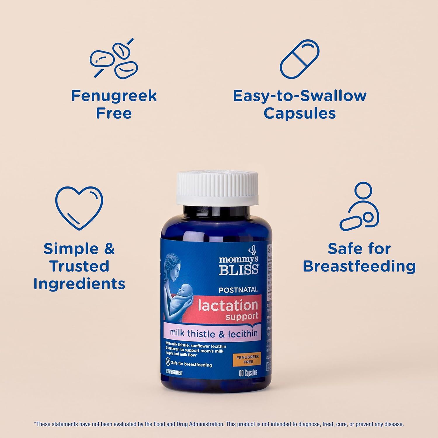 Cápsulas de Lactancia Mommy's Bliss - 60 Unidades, Cardo Mariano y Shatavari