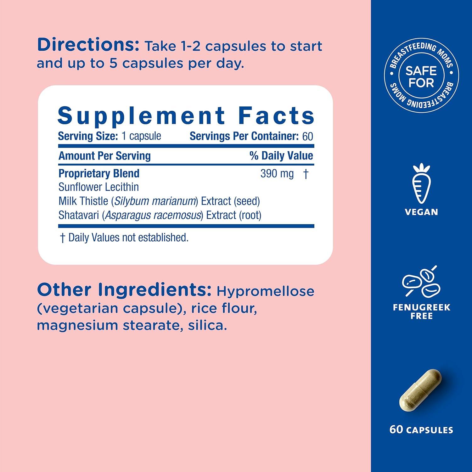 Cápsulas de Lactancia Mommy's Bliss - 60 Unidades, Cardo Mariano y Shatavari