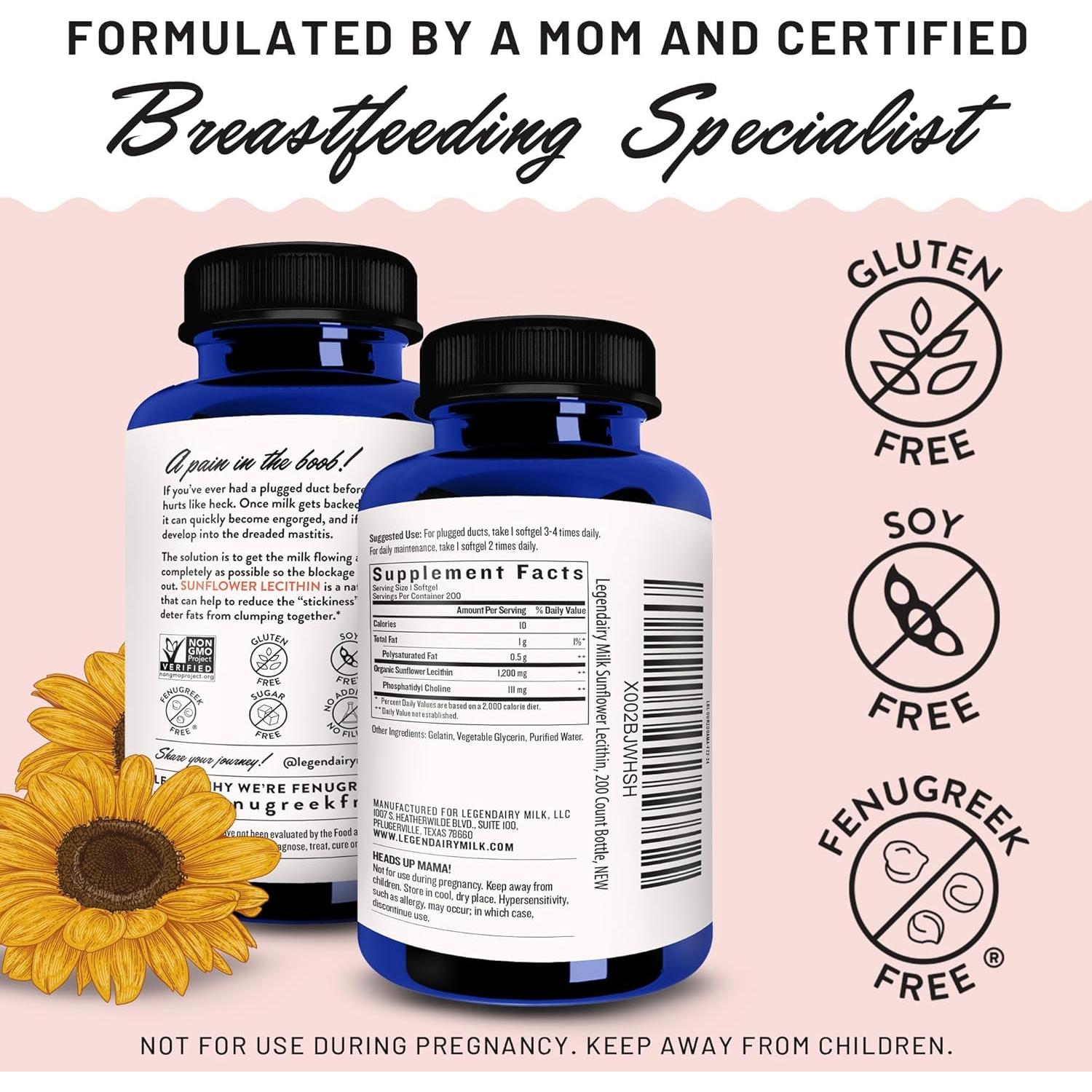 Lecitina de Girasol Legendairy Milk 1200mg 200 Cápsulas