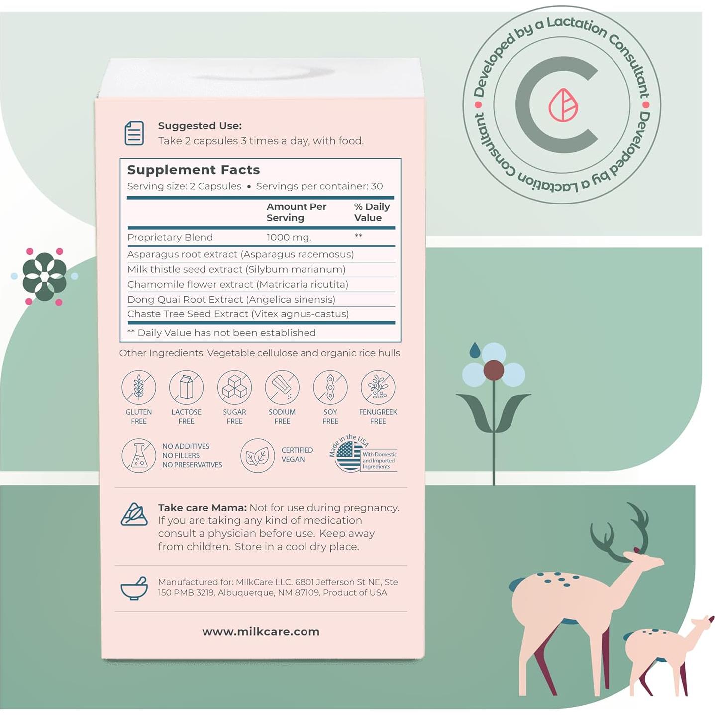 Suplemento de Lactancia Oro Blanco Milkcare 60 Cápsulas Veganas