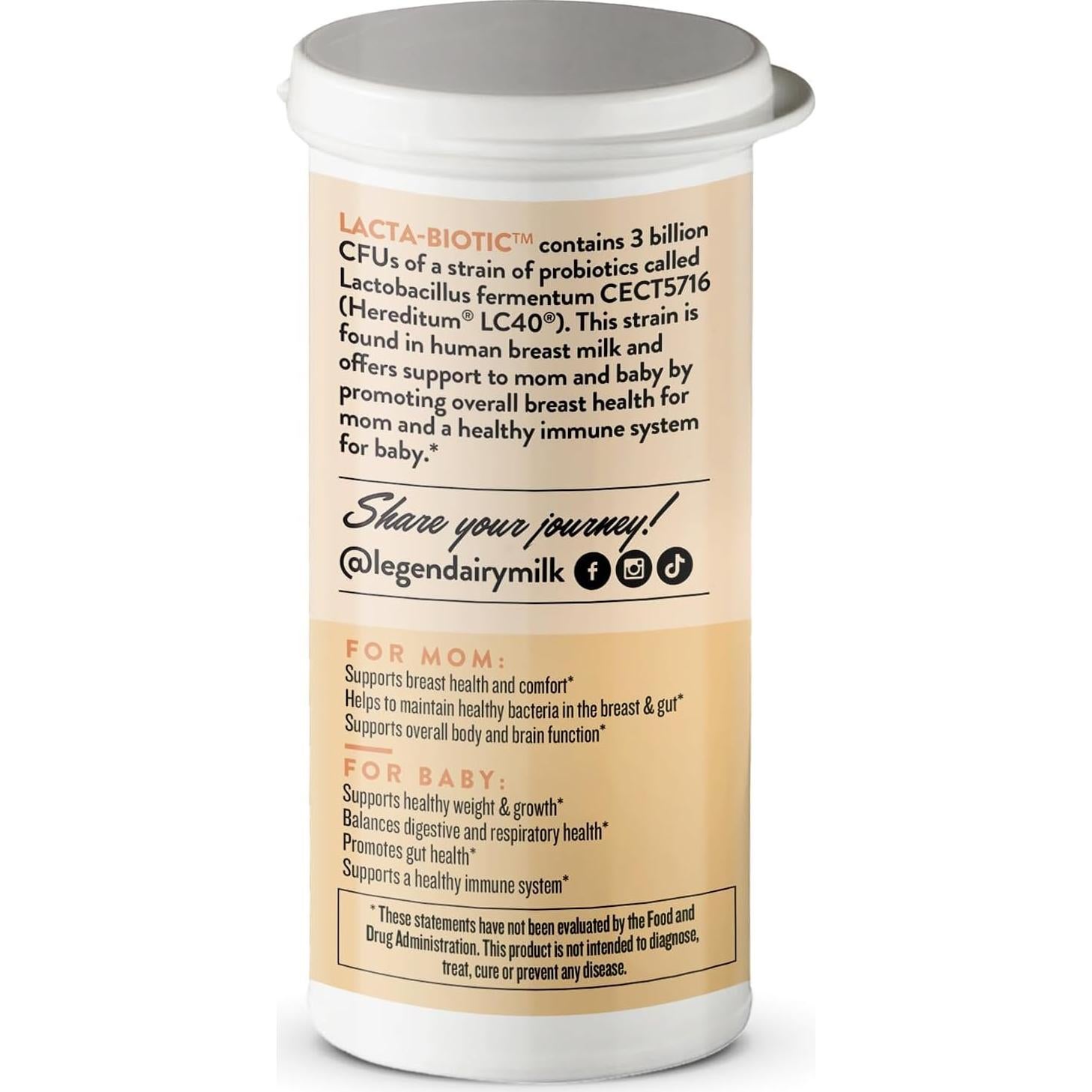 Probiotico Lacta-Biotic Legendairy Milk 30 Cápsulas