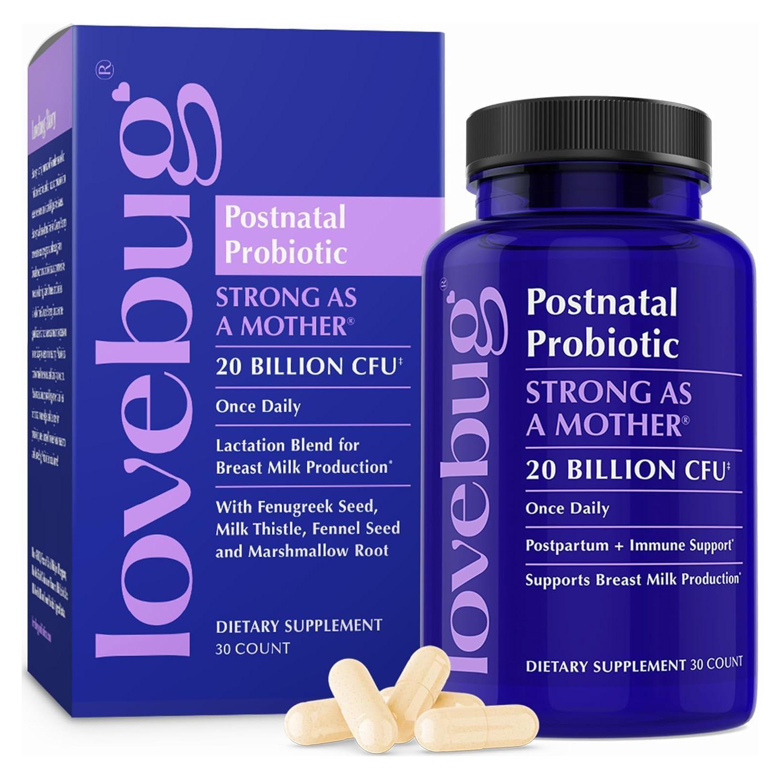 Suplemento Probiótico Postnatal Lovebug | 30 Cápsulas | 20 Mil Millones CFU