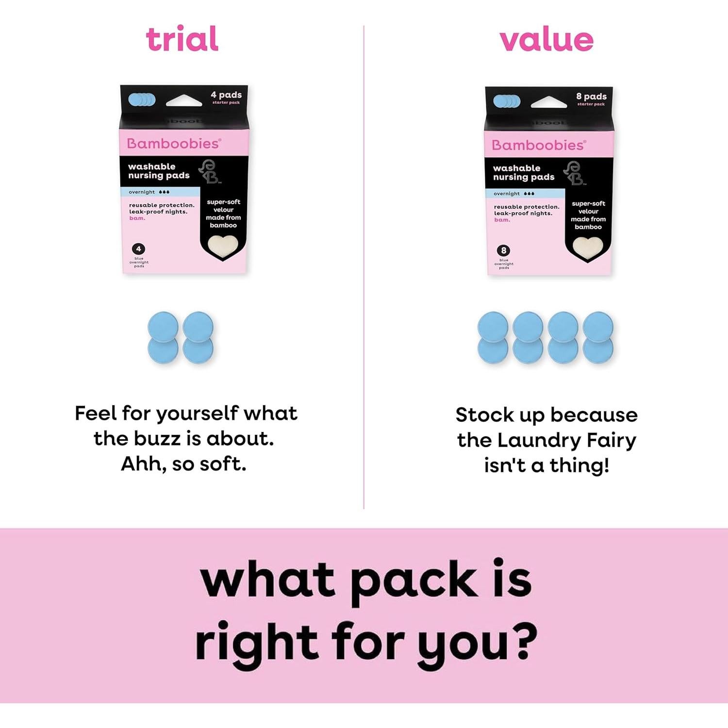 Almohadillas de Lactancia Nocturnas Bamboobies Reutilizables 4 Pzas