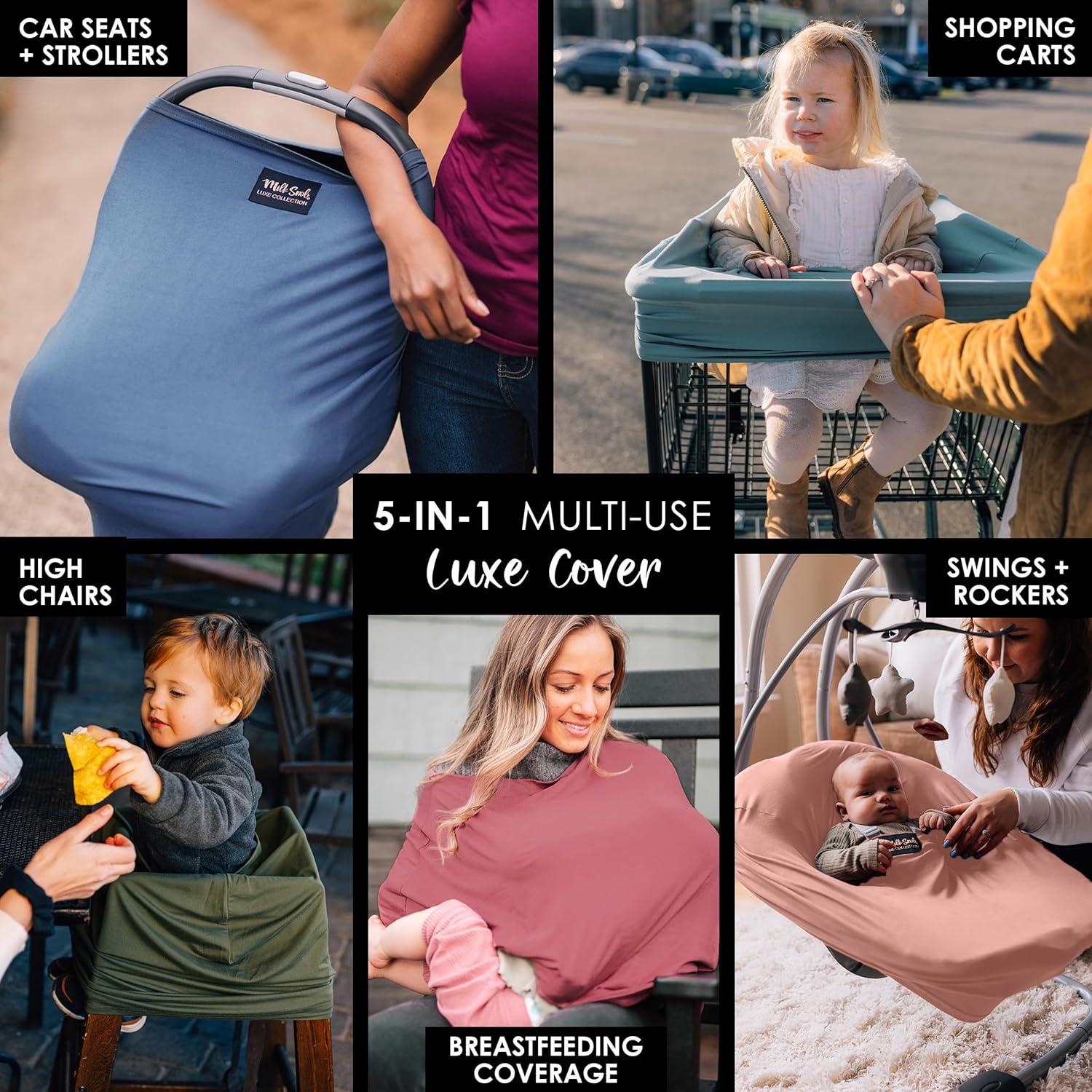 Cubierta Luxe 5-en-1 Milk Snob Azul Océano - Lactancia y Silla de Auto