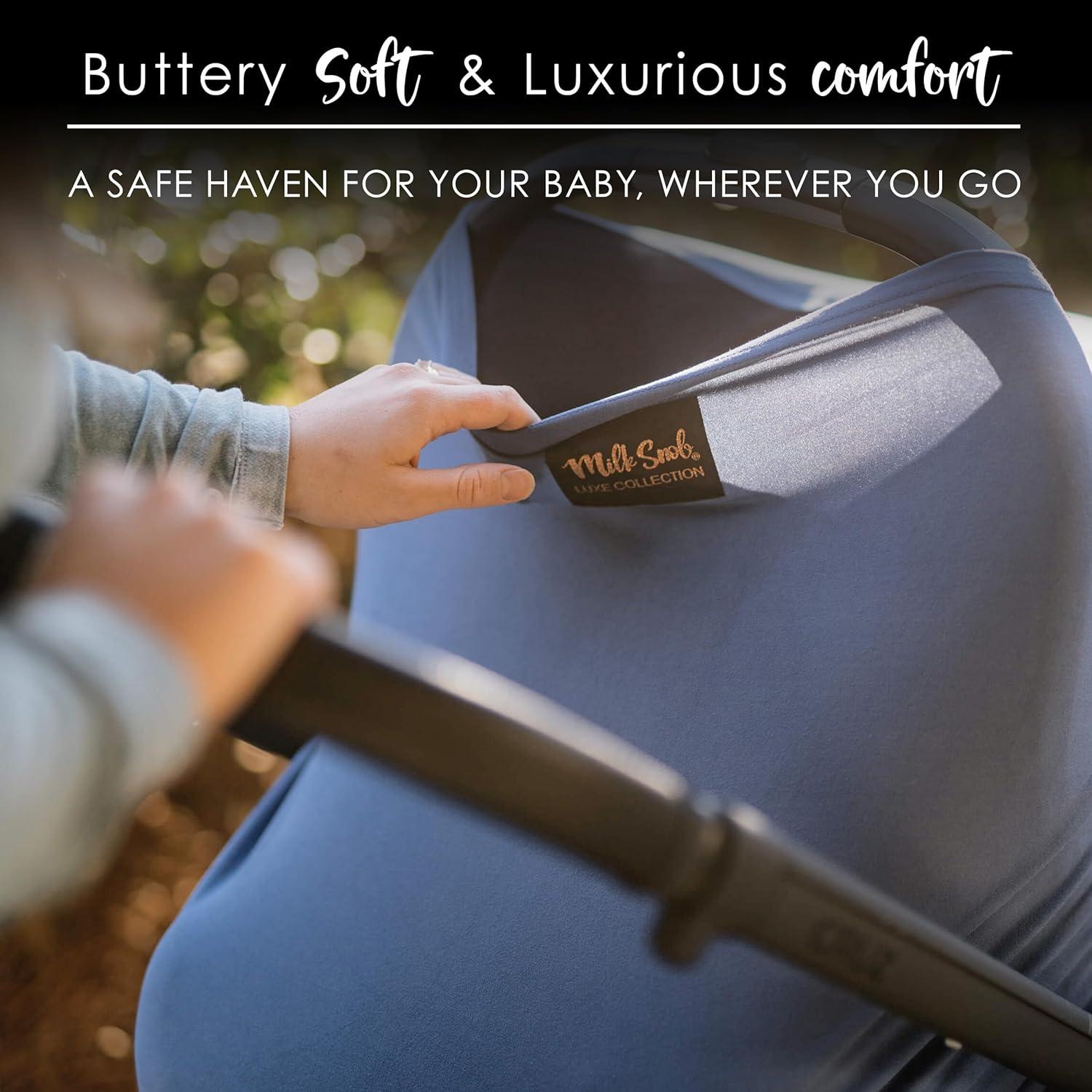 Cubierta Luxe 5-en-1 Milk Snob Azul Océano - Lactancia y Silla de Auto