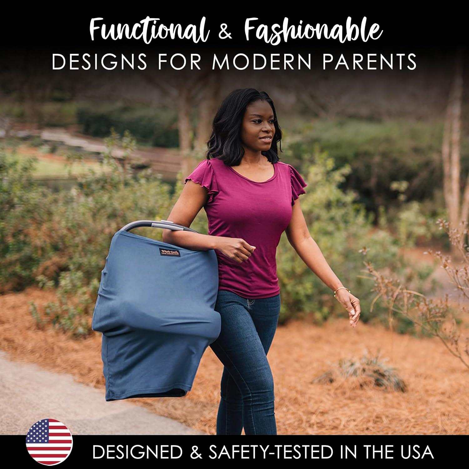 Cubierta Luxe 5-en-1 Milk Snob Azul Océano - Lactancia y Silla de Auto